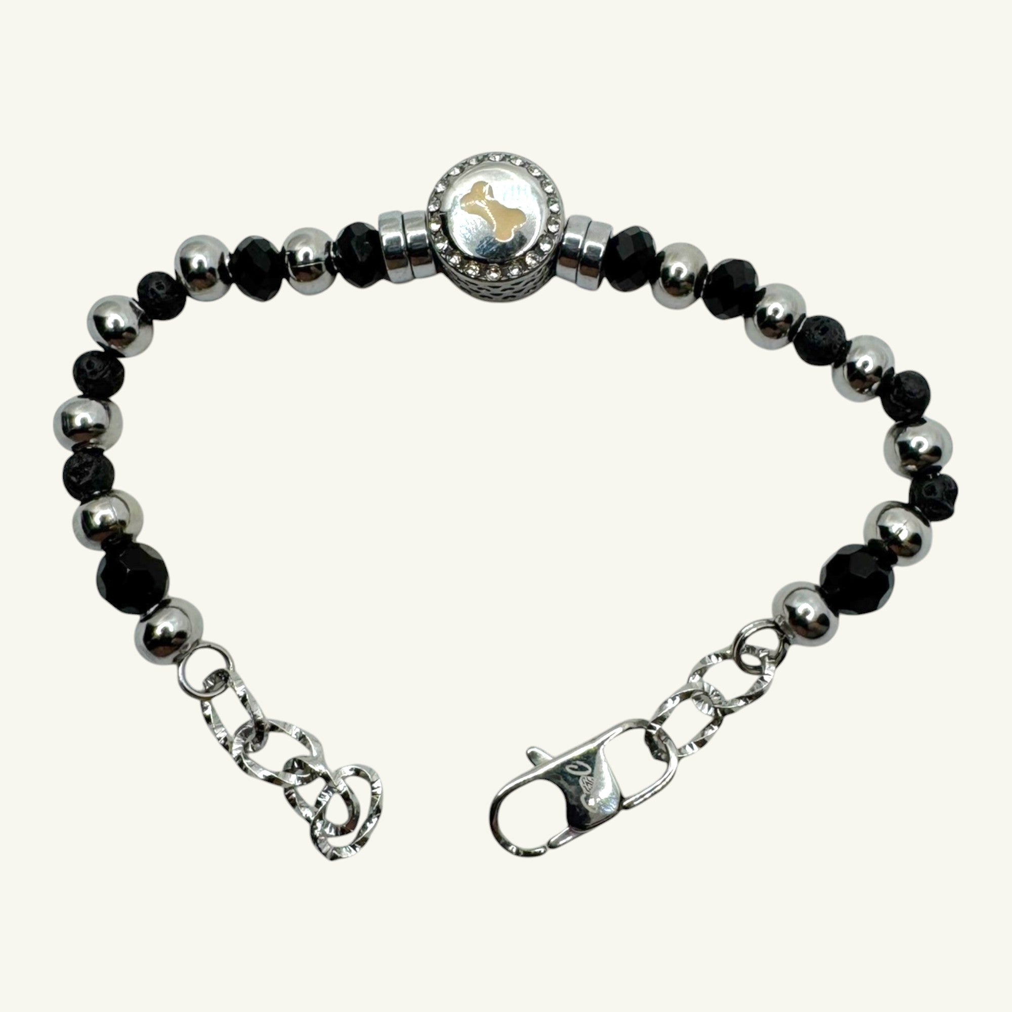 Bracciale onice con charm rosa Sharifa Crystals