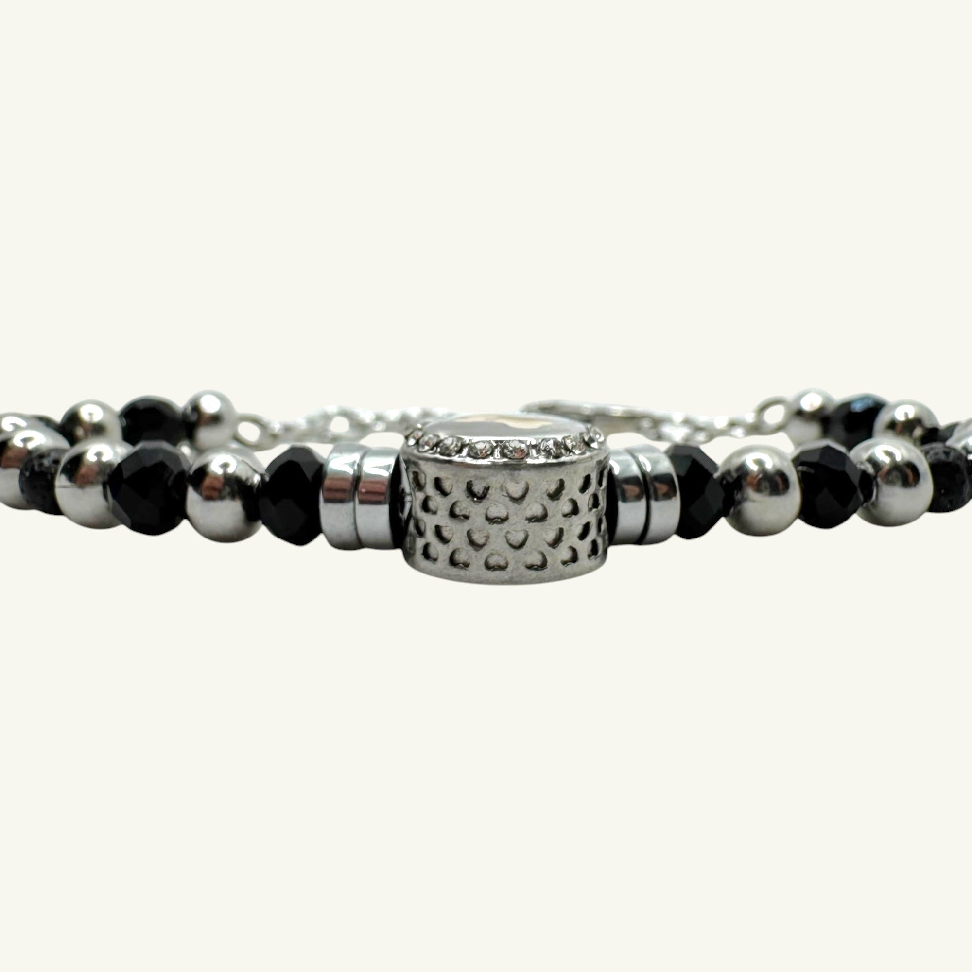 Bracciale onice con charm rosa Sharifa Crystals