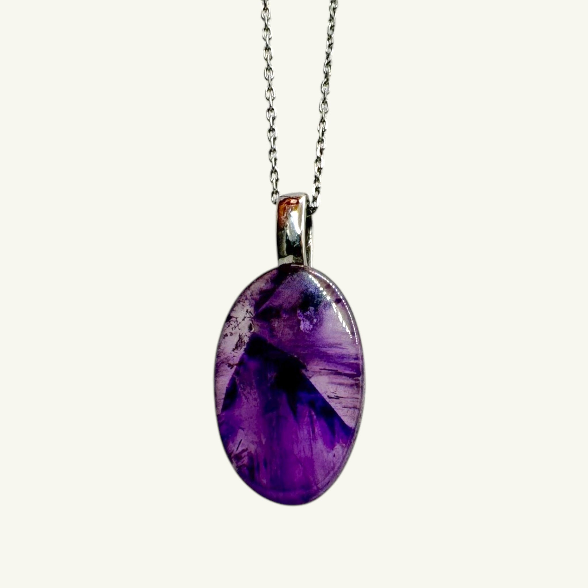 Collana ametista ovale 24x14 mm Sharifa Crystals