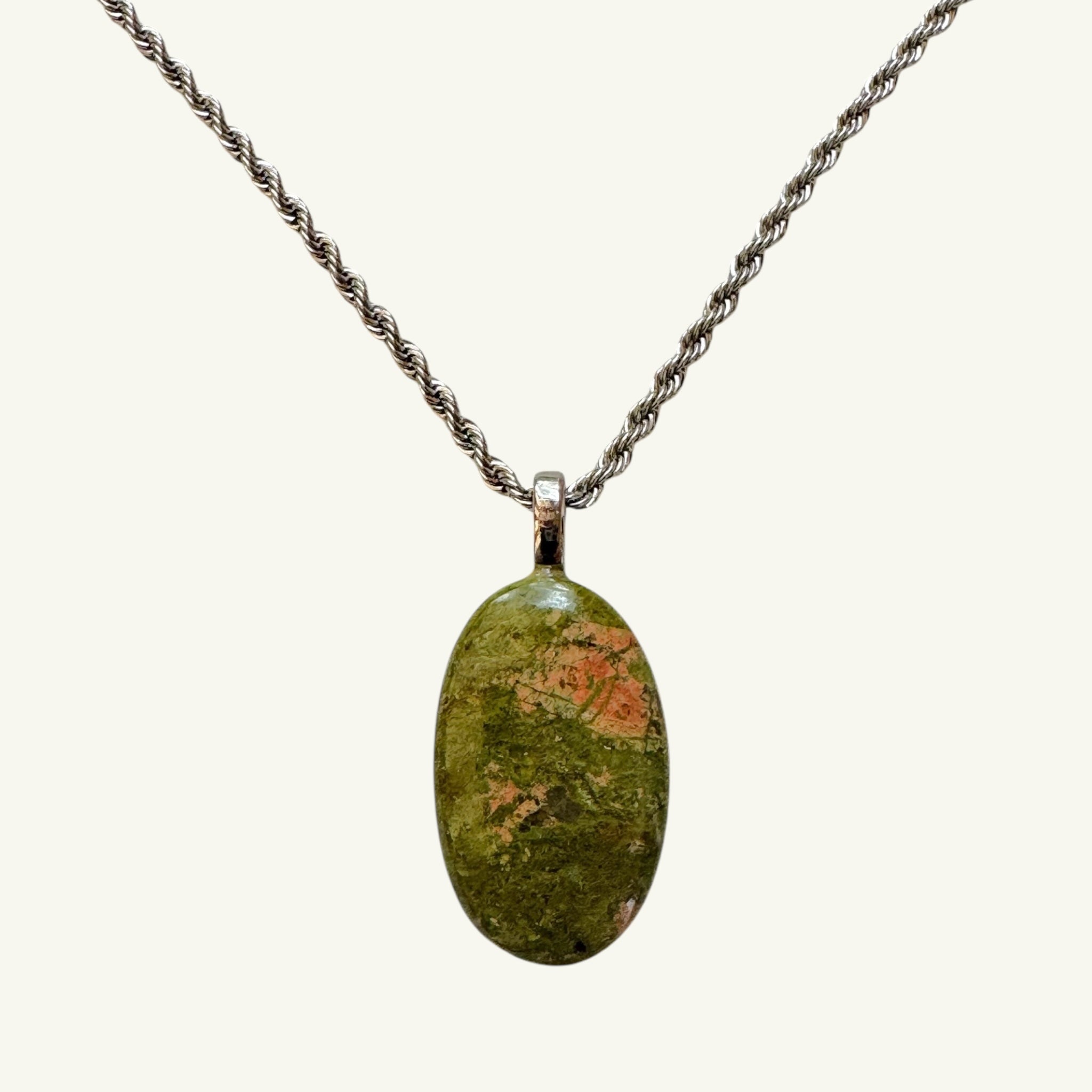 Collana unakite 35x22 mm Sharifa Crystals