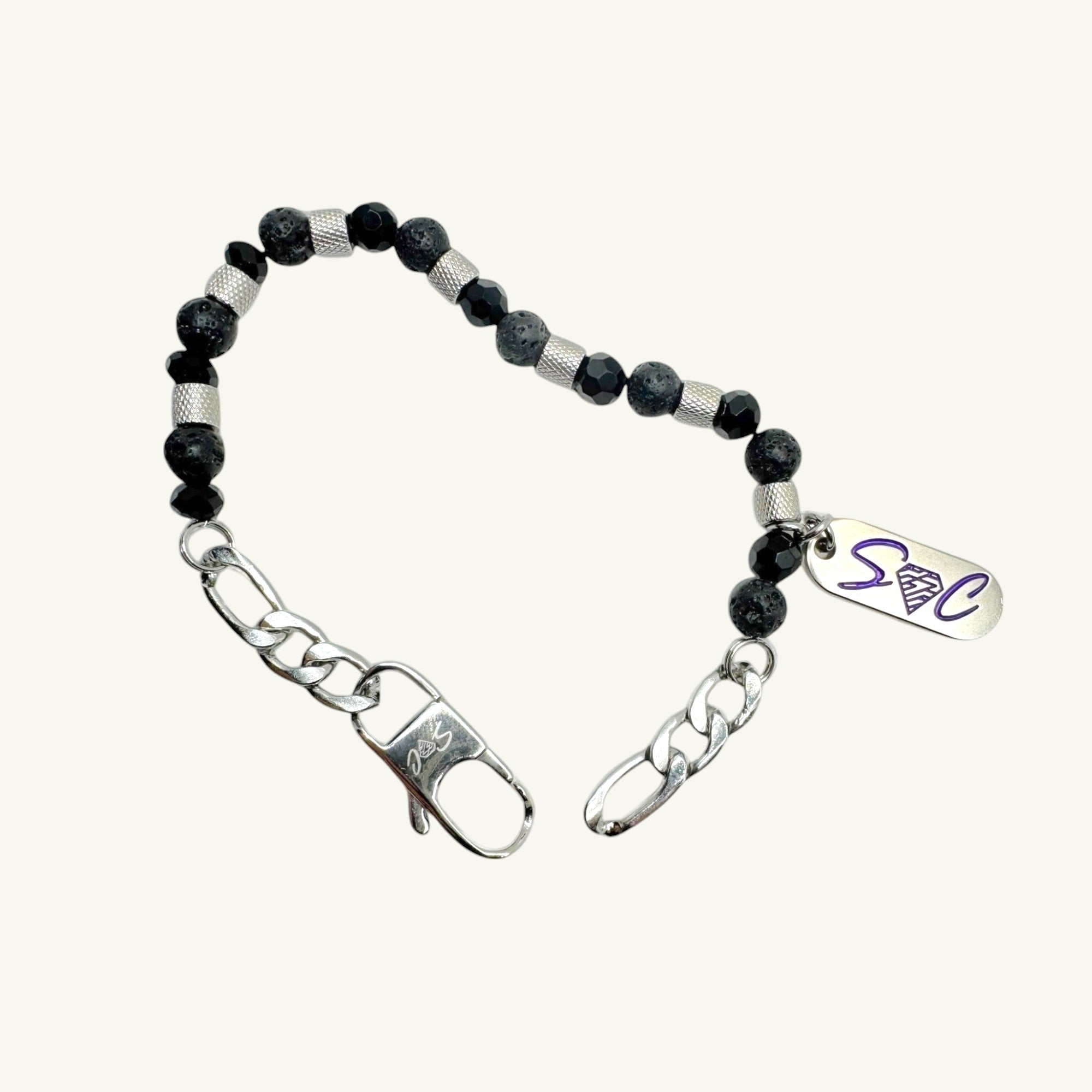 Bracciale onice sfaccettato con pietra lavica Sharifa Crystals