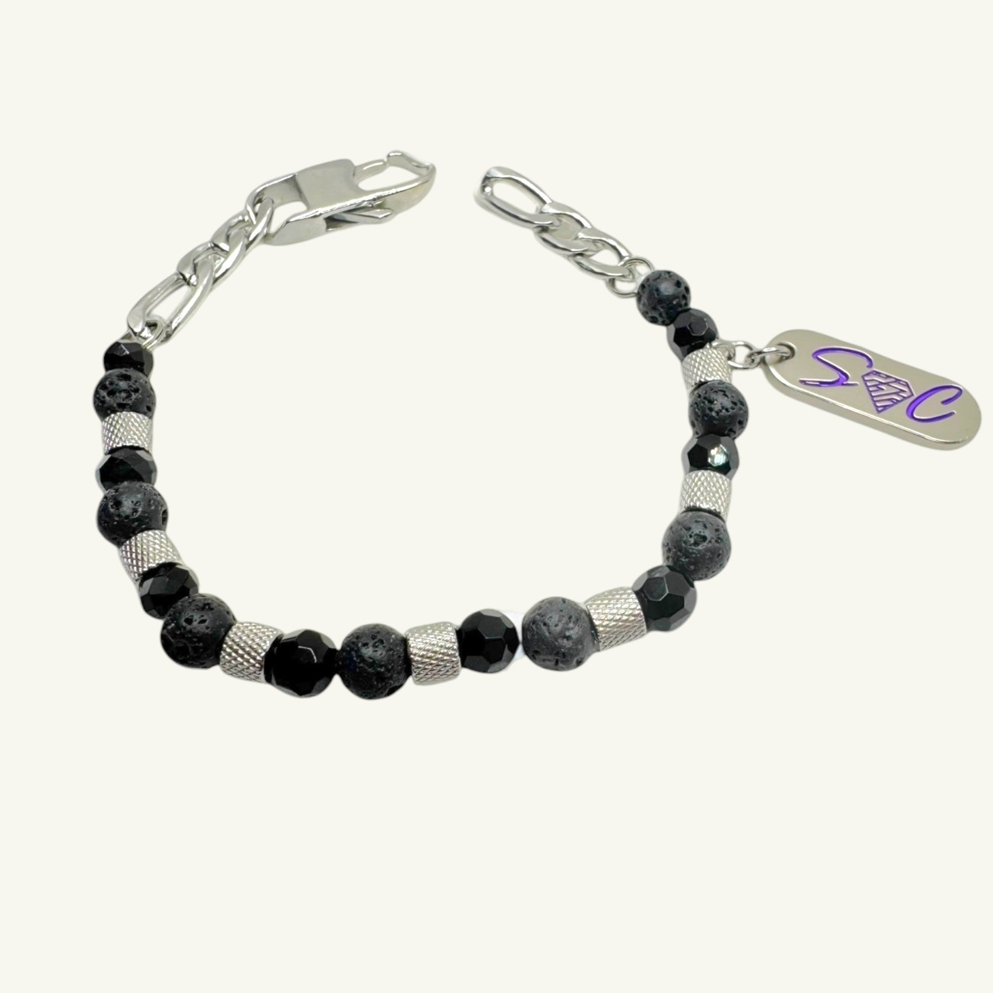 Bracciale onice sfaccettato con pietra lavica Sharifa Crystals