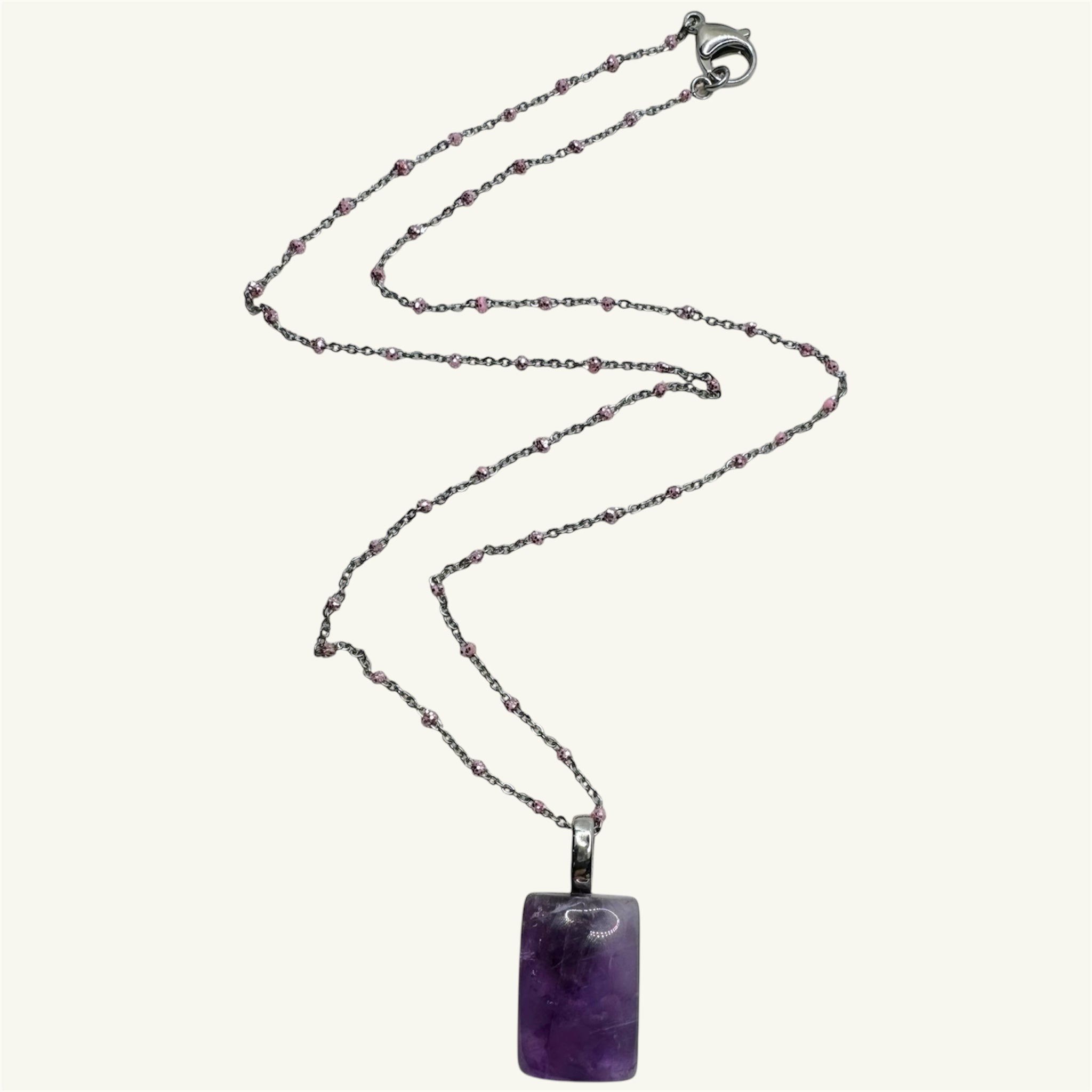 Collana ametista rettangolo 24x16 mm Sharifa Crystals