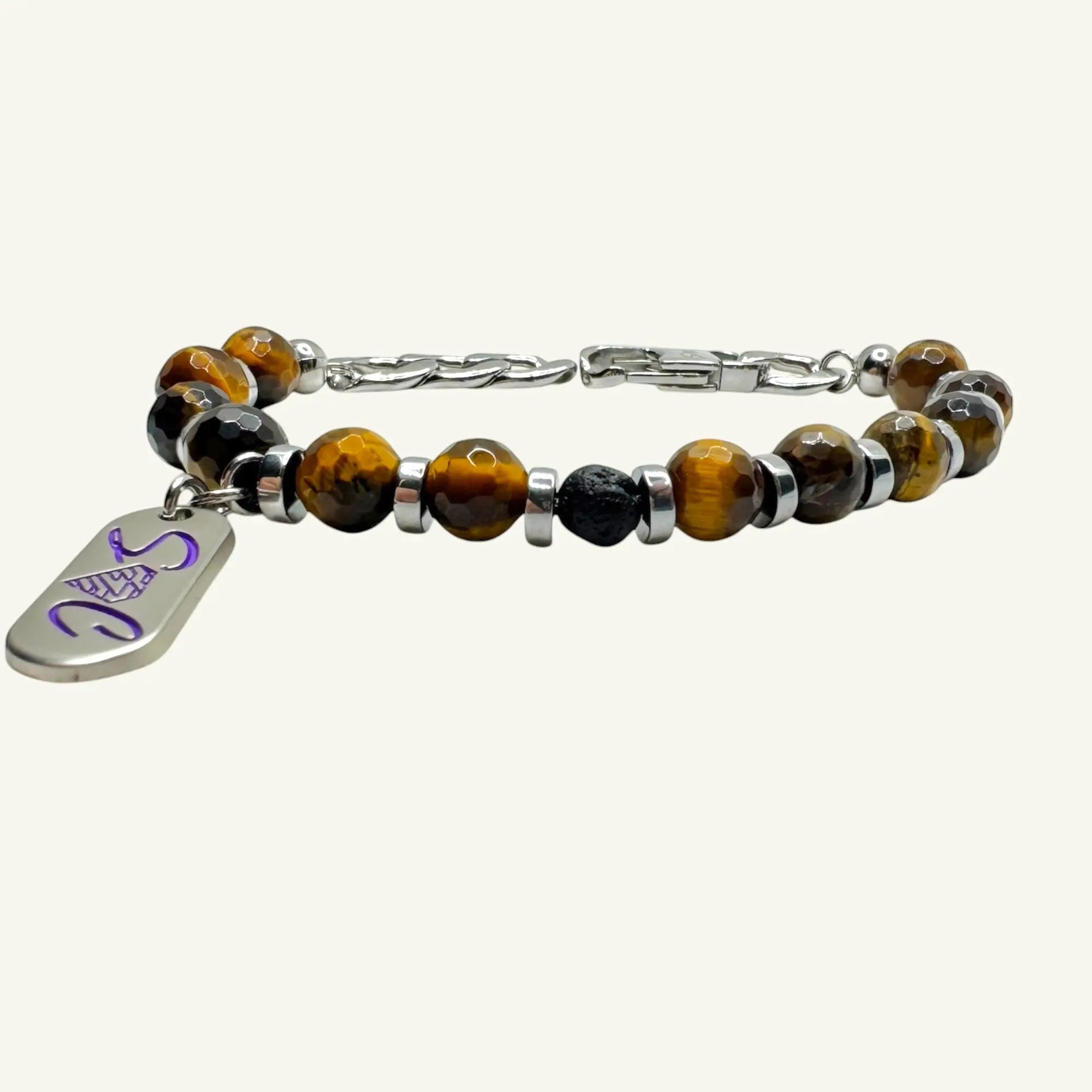 bracciale incastonatura occhio di tigre artigianale