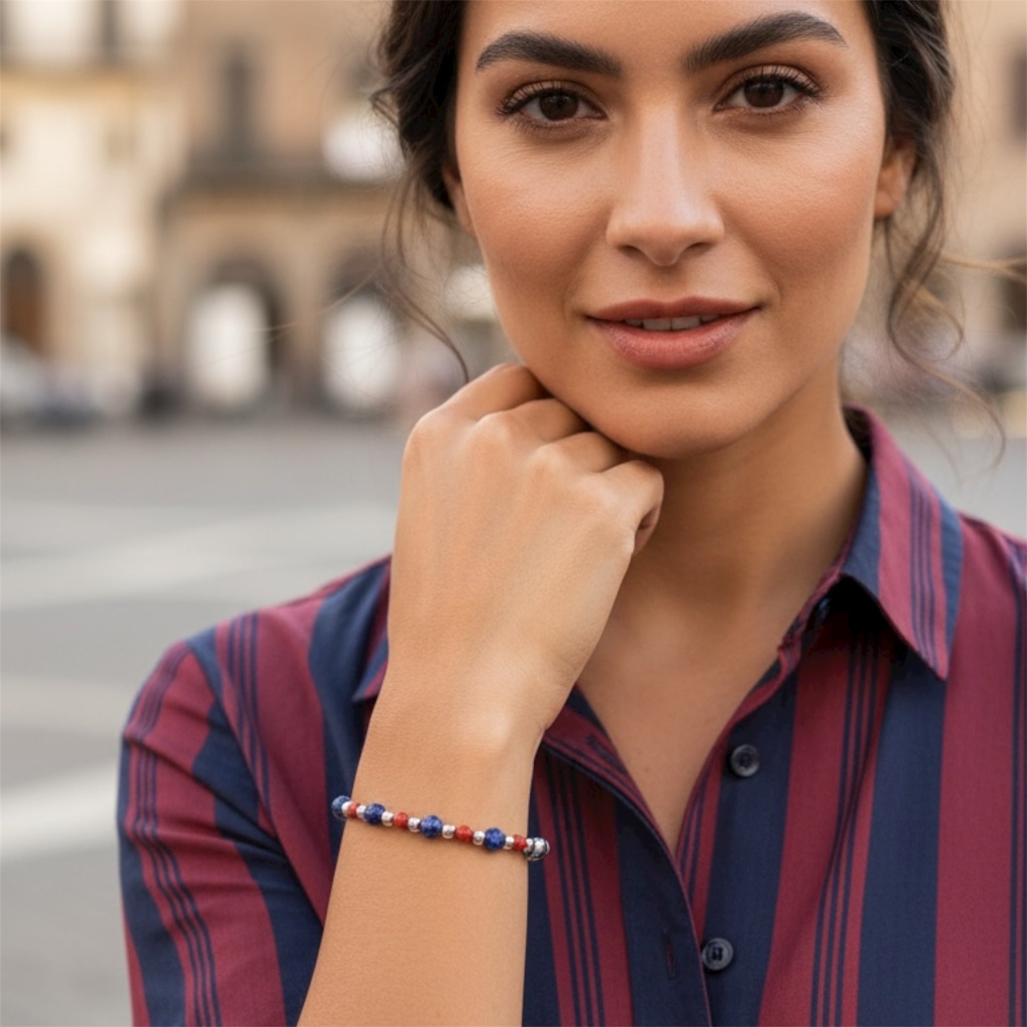 bracciale rosso blu girl diaspro lapislazzuli sharifacrystals