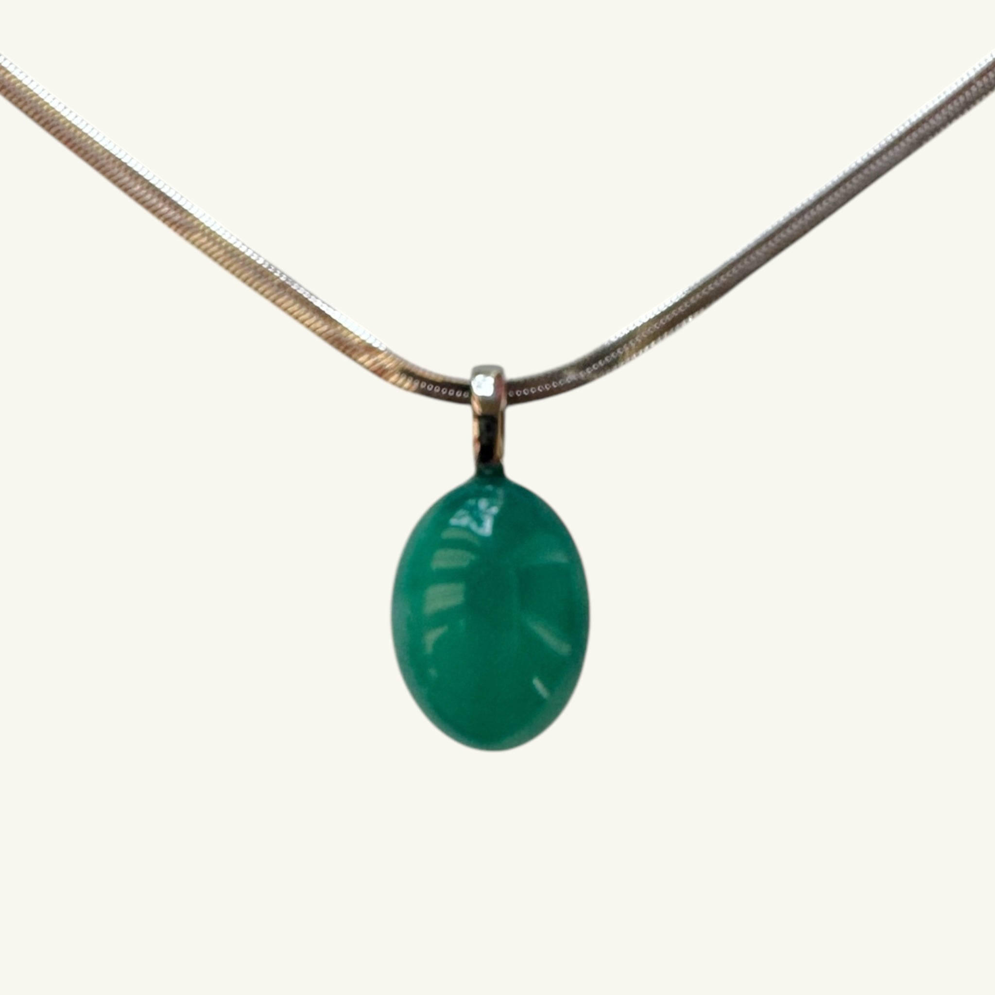 Collana agata verde 24x18 mm Sharifa Crystals