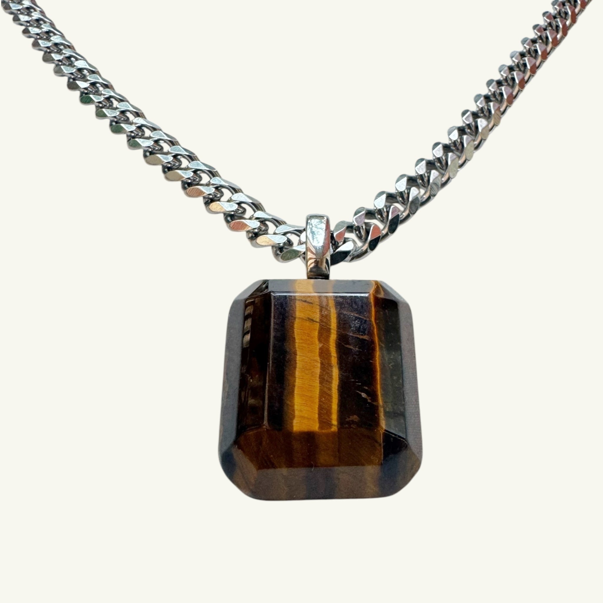 Collana occhio di tigre 25x21 mm Sharifa Crystals