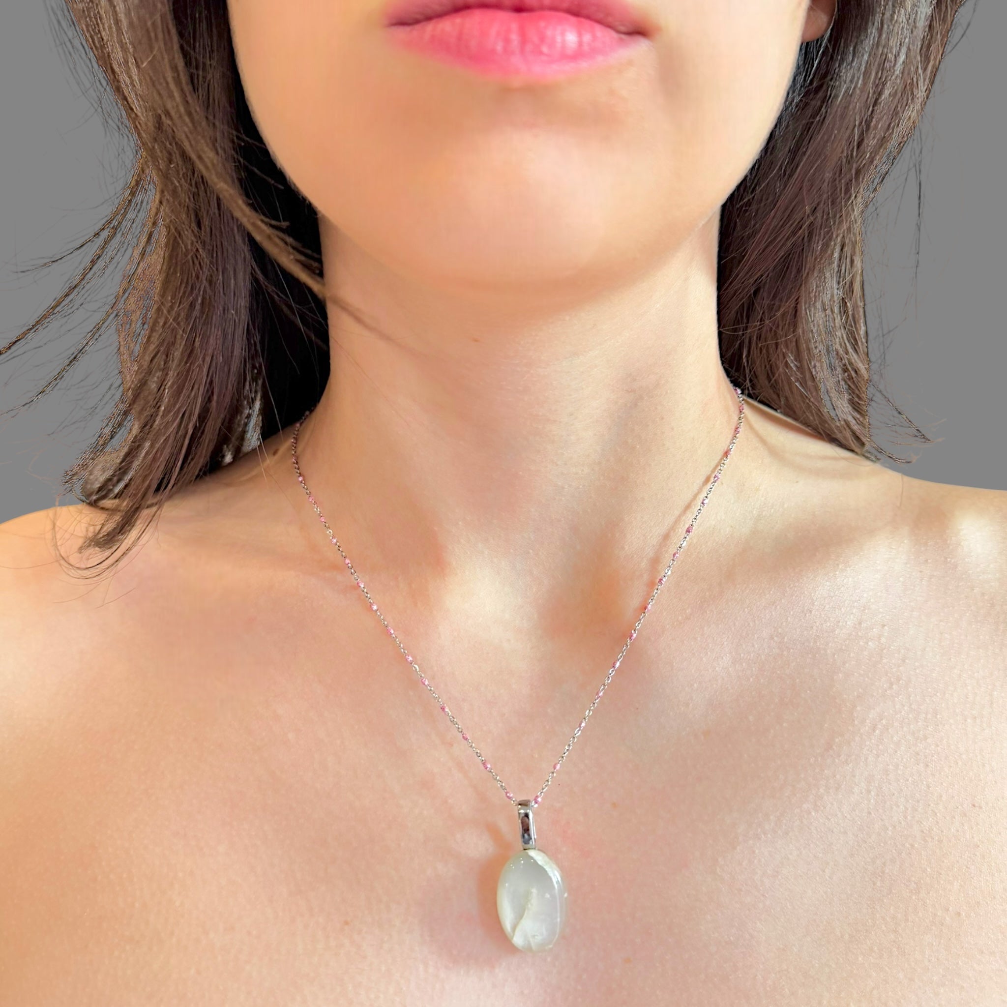 Collana pietra di luna 21x15mm Sharifa Crystals