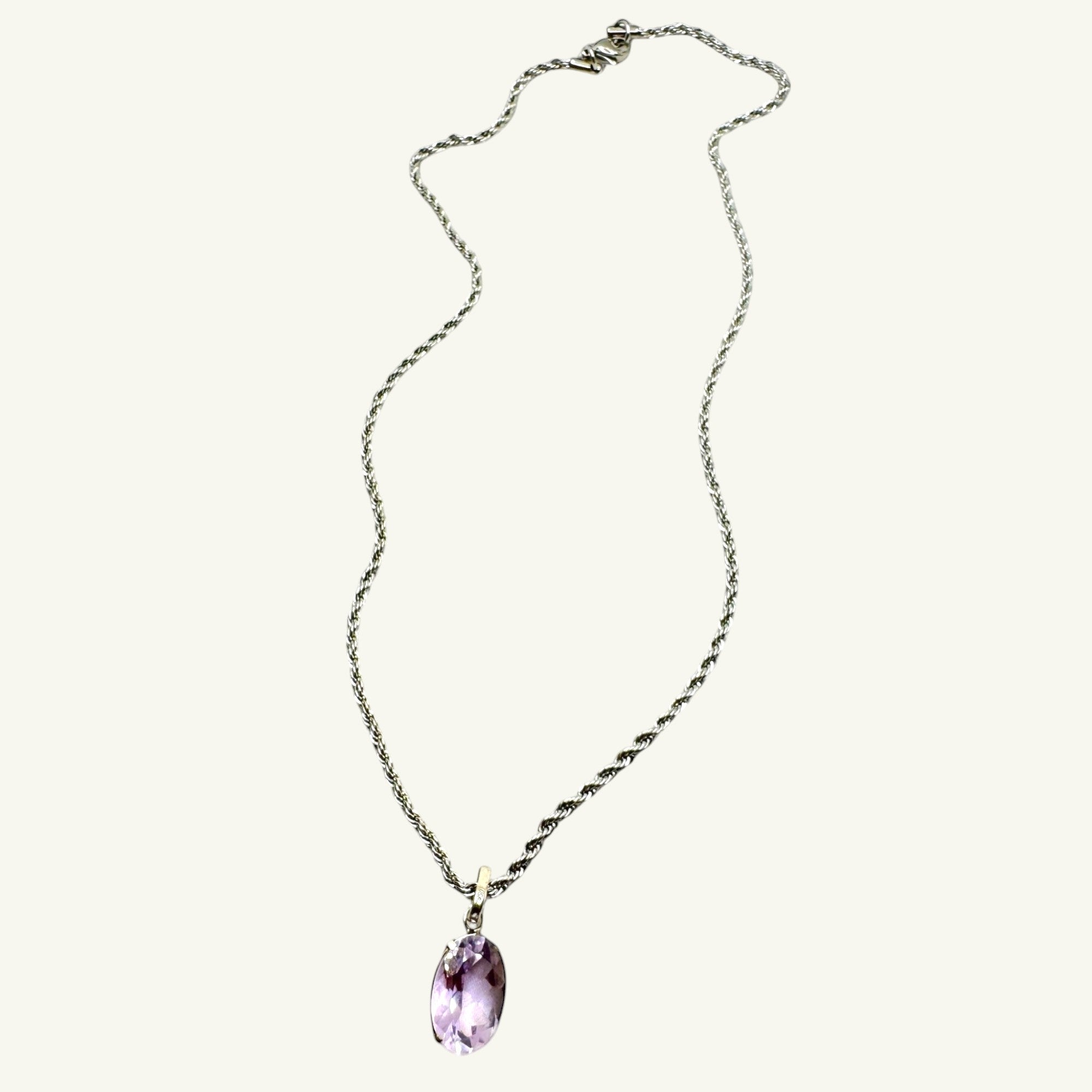 Collana ametista sfaccettata 13x10 mm arg950 Sharifa Crystals