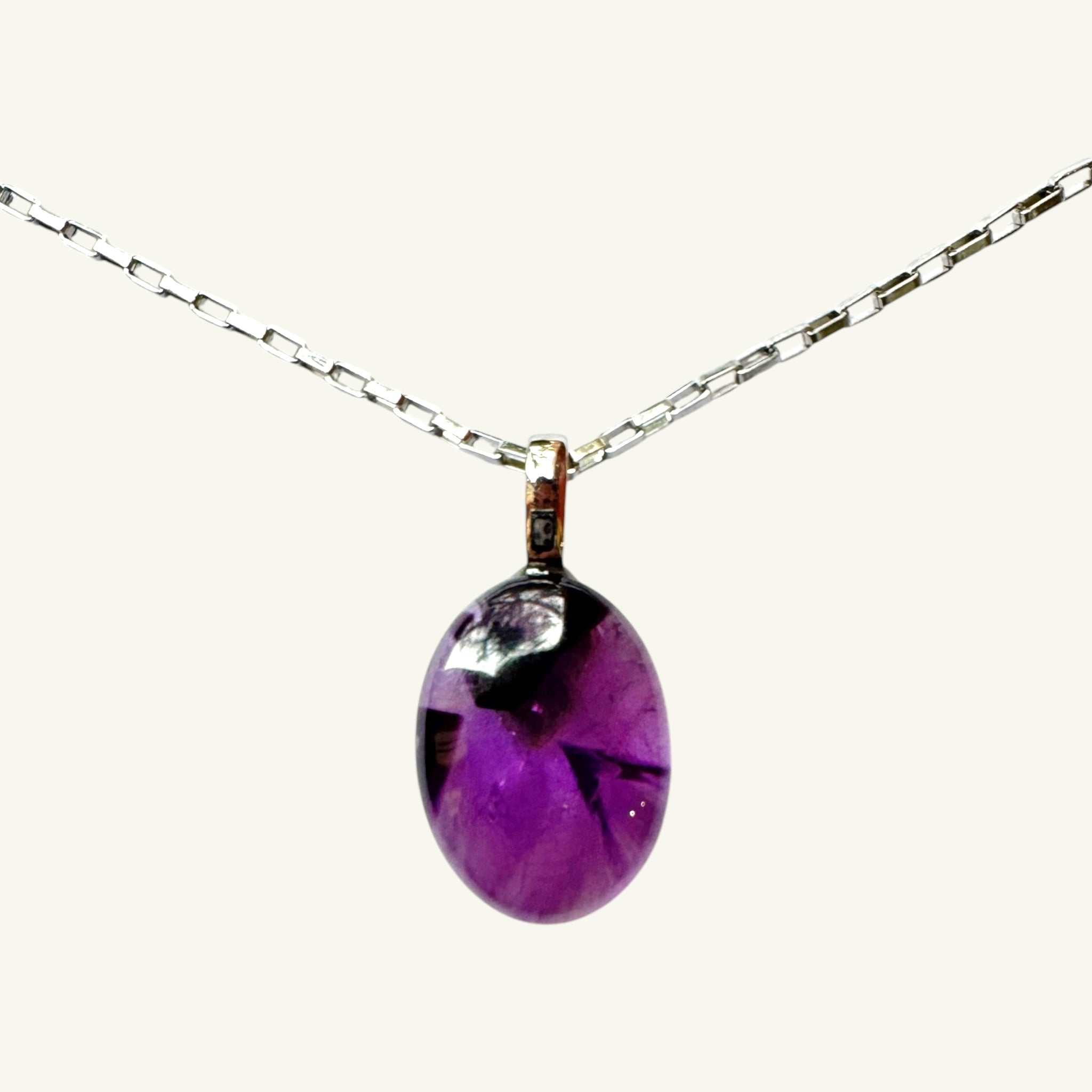Collana ametista ovale 26x19 mm Sharifa Crystals