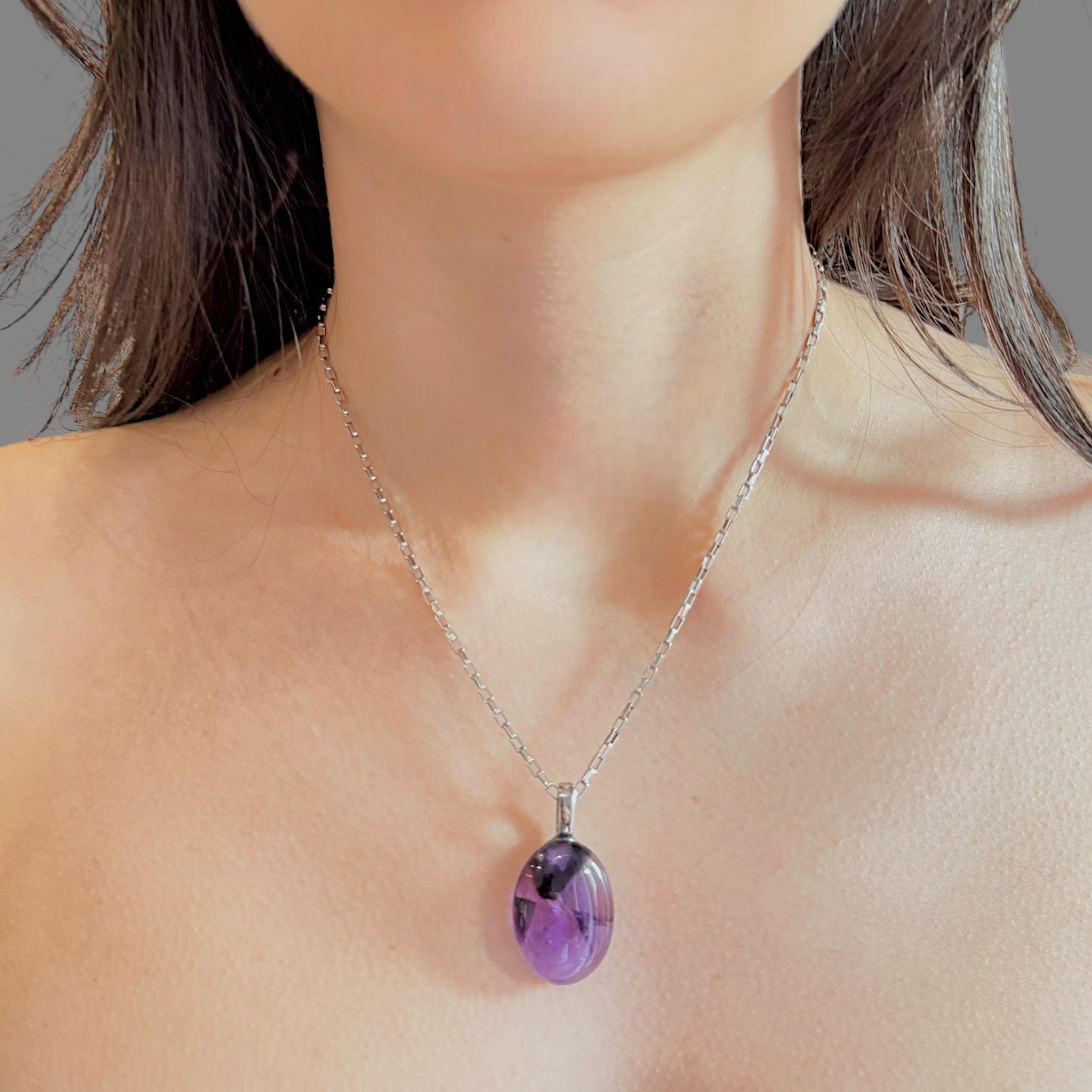 Collana ametista ovale 26x19 mm Sharifa Crystals