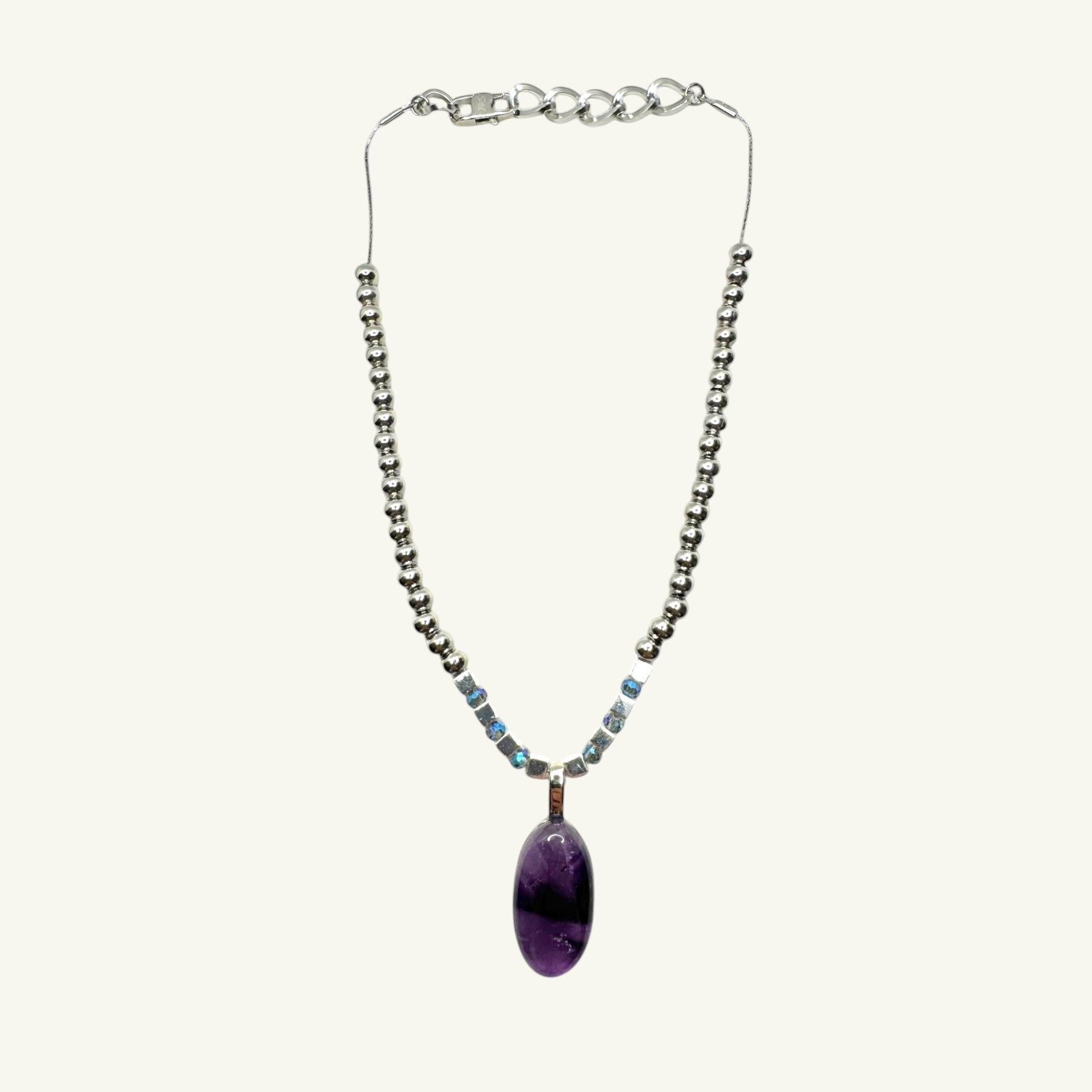 Collana ametista ovale 22x15 mm Sharifa Crystals