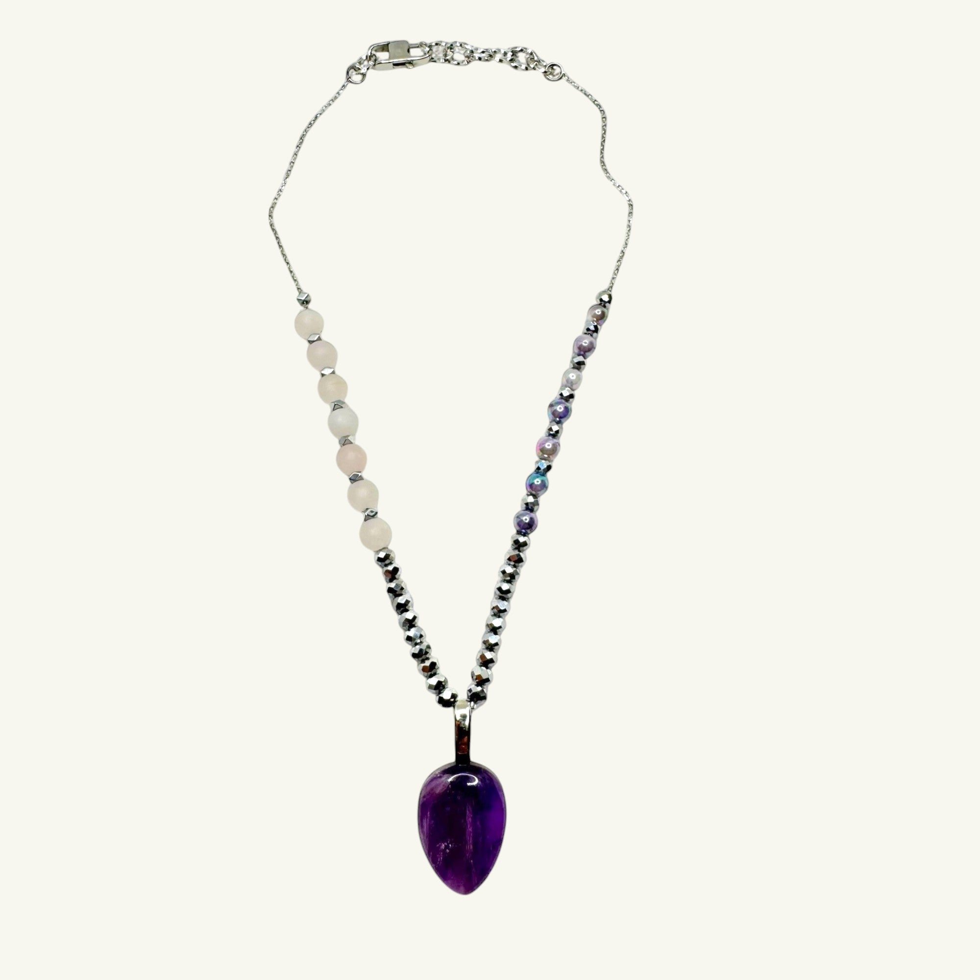 Collana ametista goccia 21x16 mm Sharifa Crystals