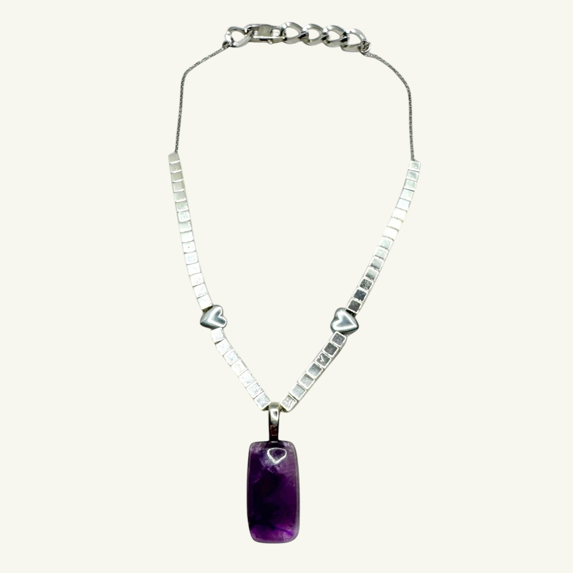 Collana ametista rettangolo 25x14 mm Sharifa Crystals