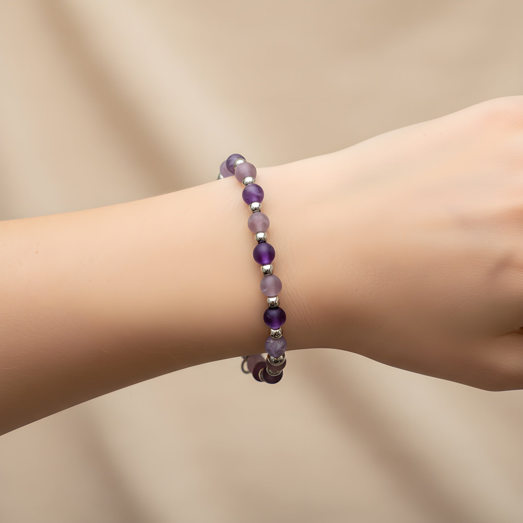 bracciale ametista levigata 6 mm sharifacrystals
