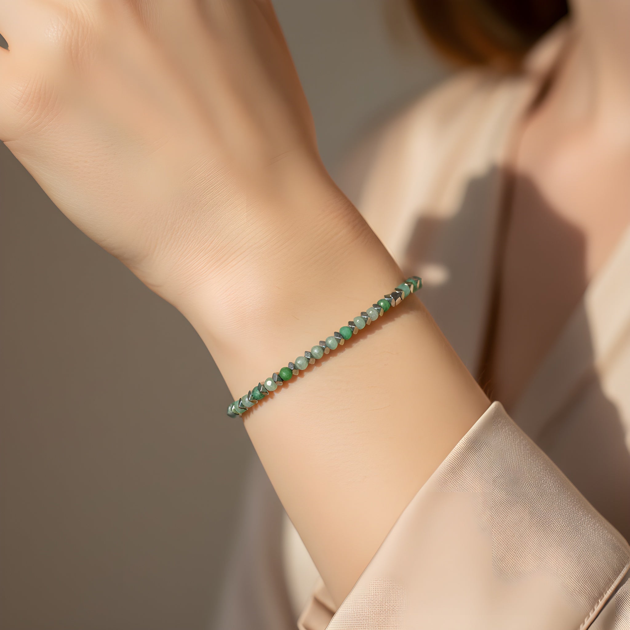 bracciale crisoprasio sfaccettato 3x3 mm sharifacrystals