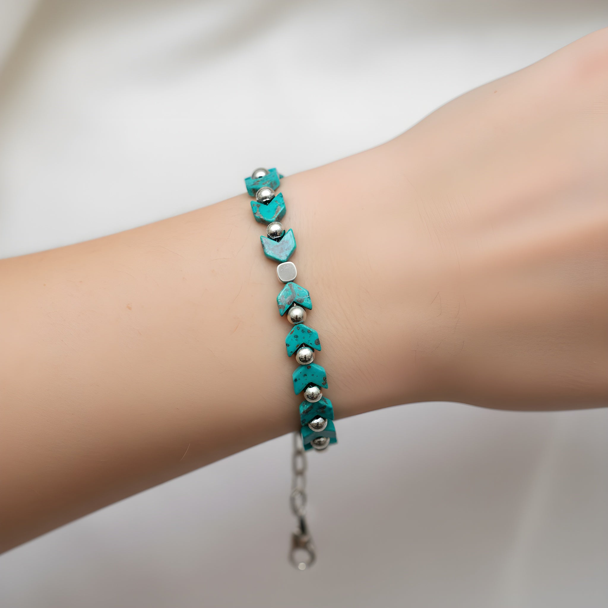 bracciale ematite verde 7x6 mm sharifacrystals