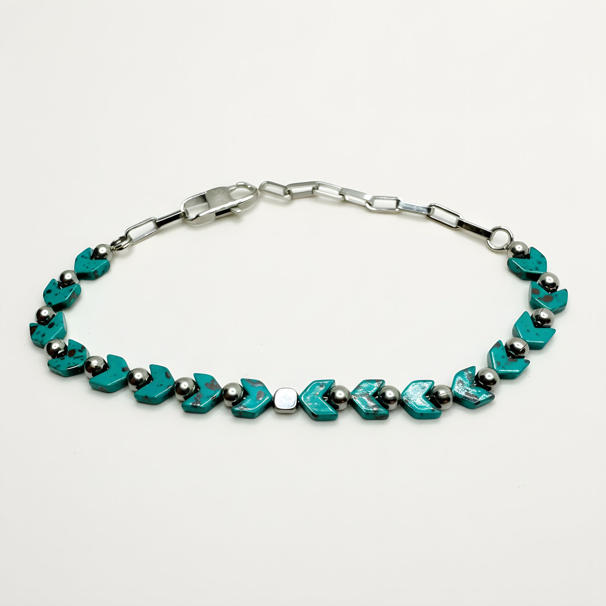 bracciale ematite verde pietre naturali 7x6mm regolabile