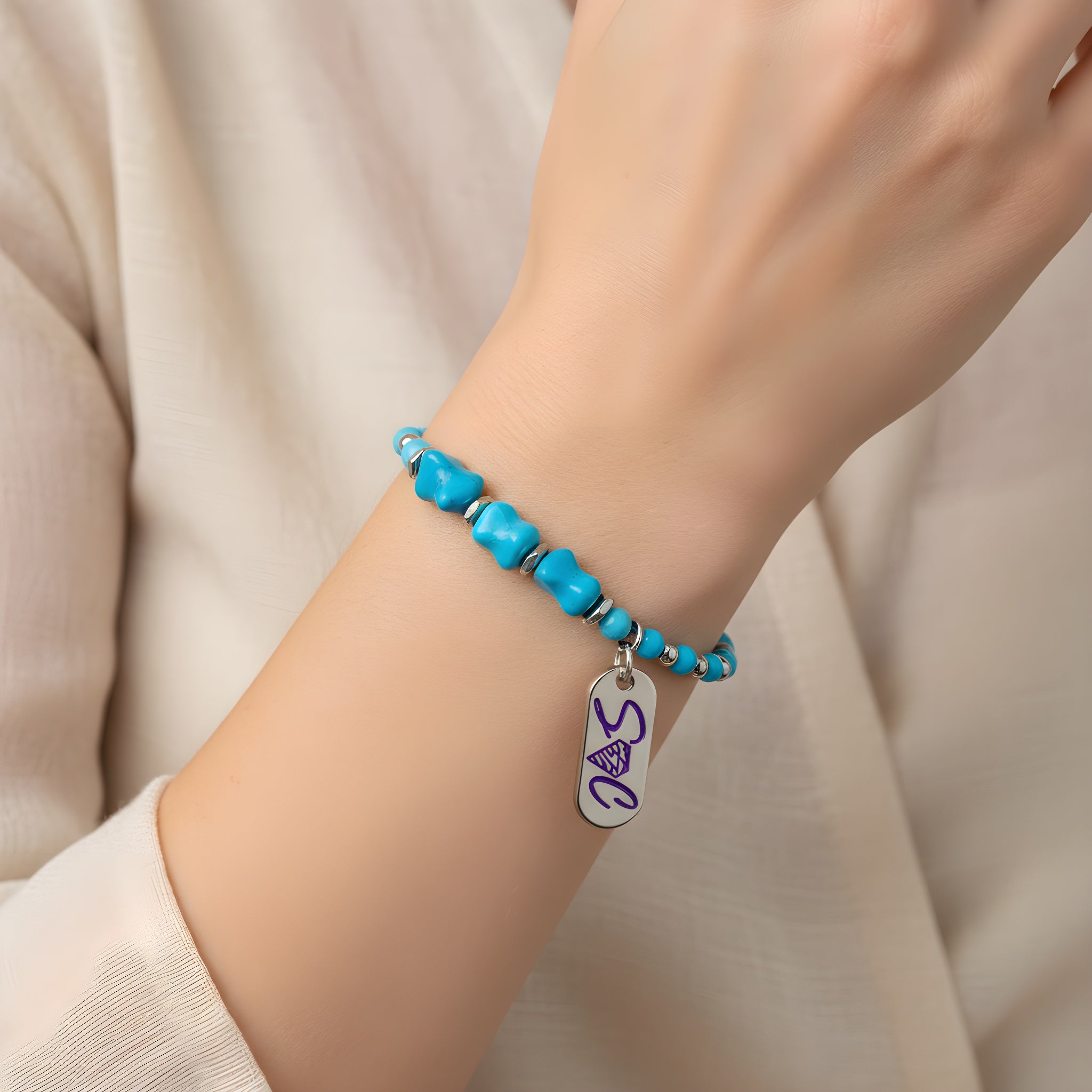 bracciale howlite azzurra sfaccettata 4mm sharifacrystals