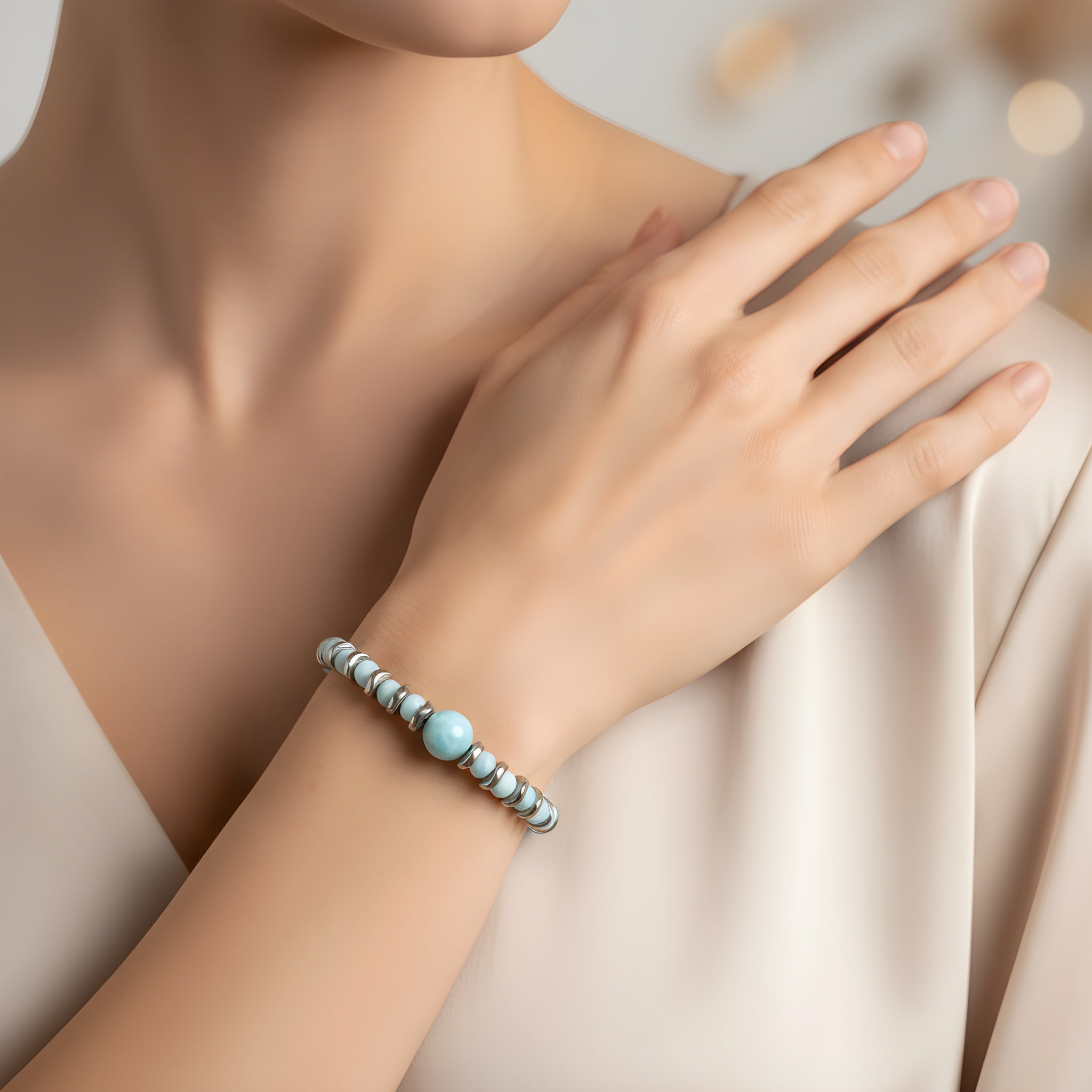 bracciale larimar naturale sfaccettato sharifacrystals