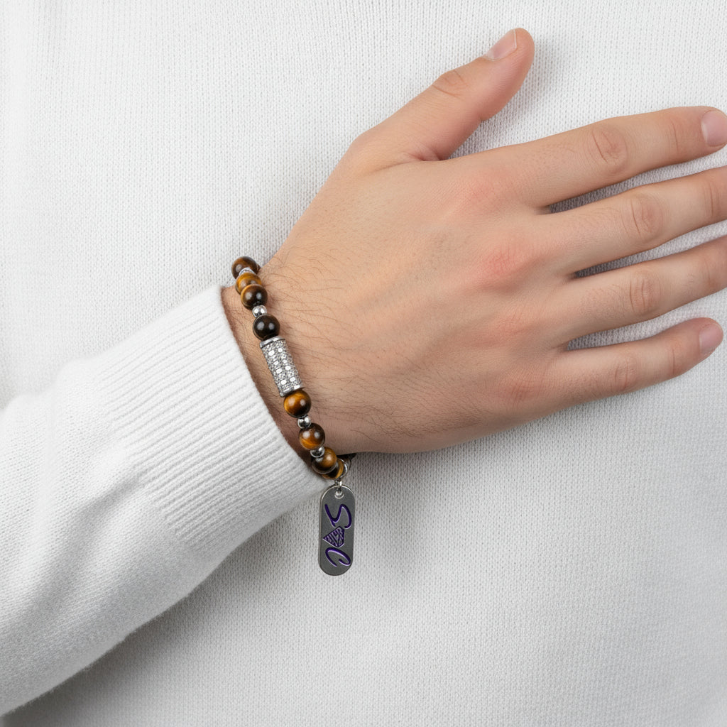 Bracciale tigre sfere lisce Sharifa Crystals