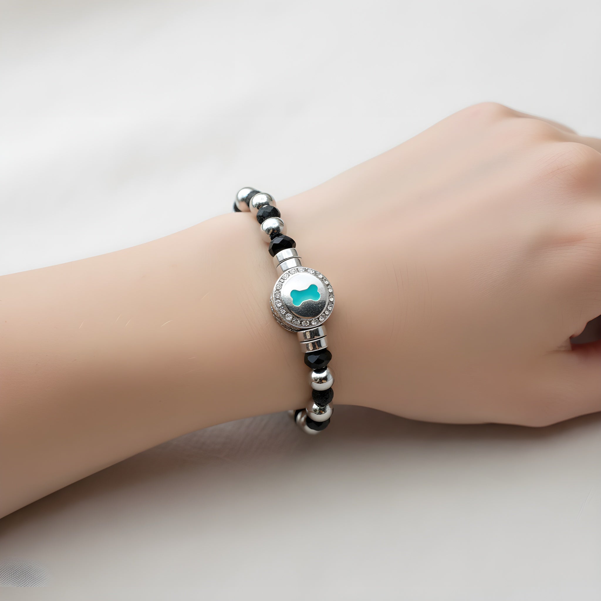 bracciale onice naturale charm verde acqua sharifacrystals