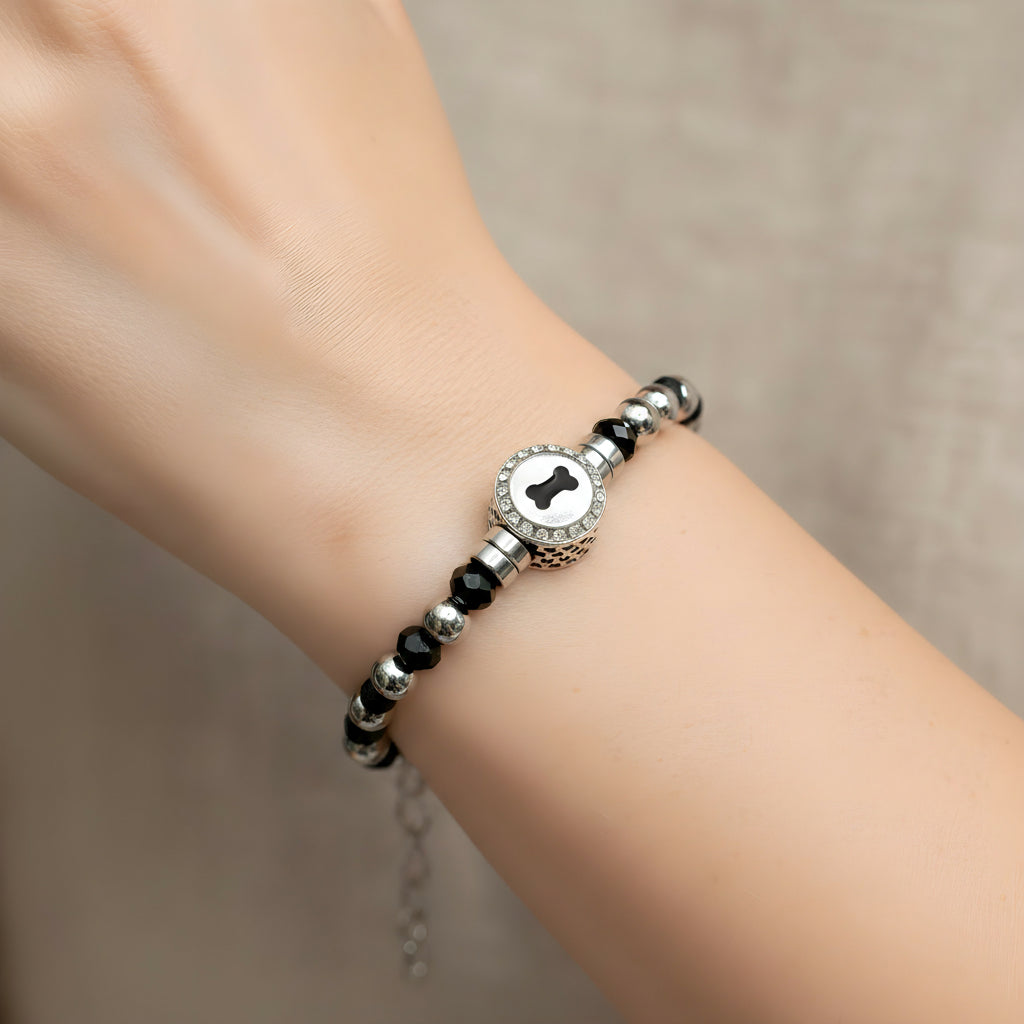 bracciale onice naturale nero charm nero sharifacrystals
