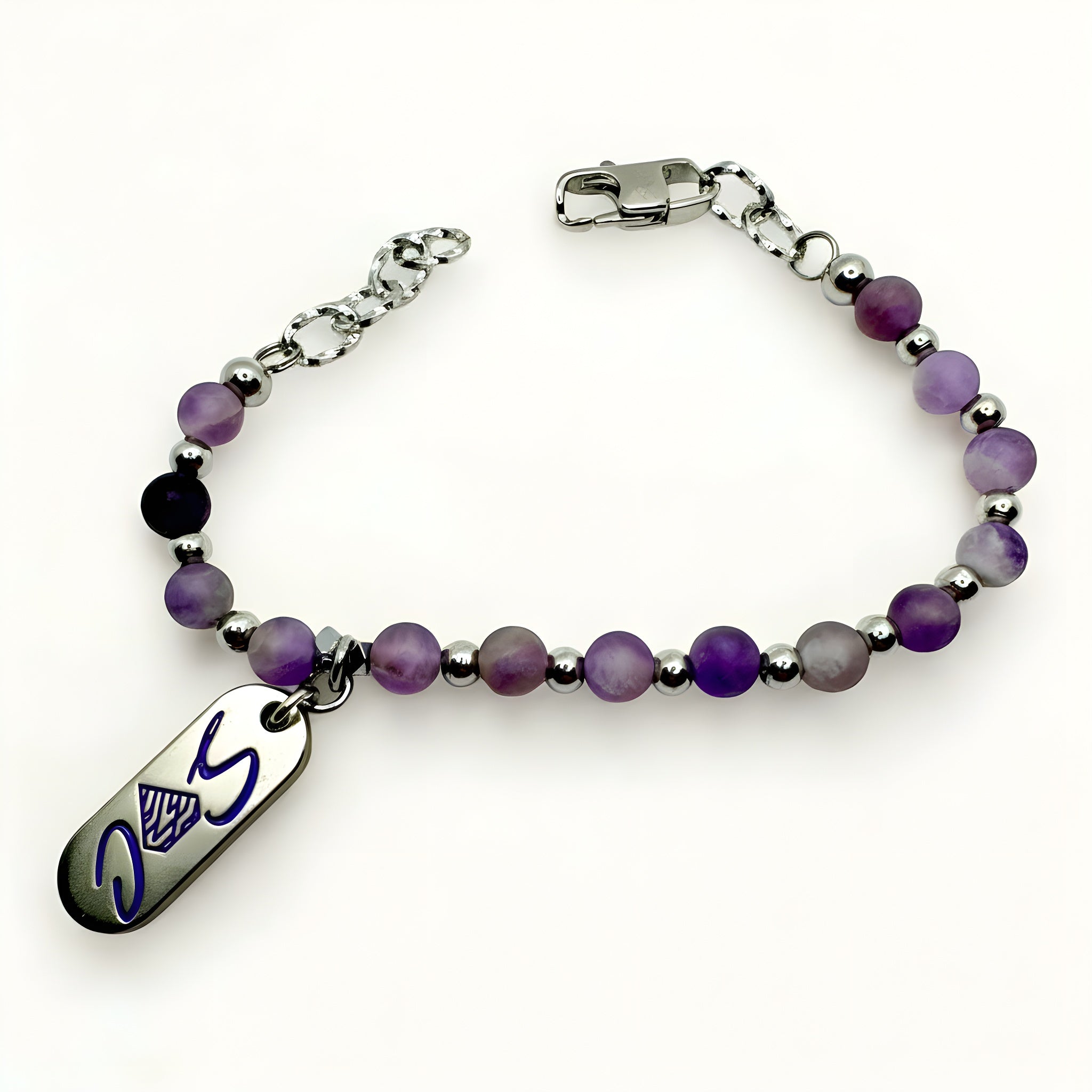 bracciale pietra ametista naturale 6mm