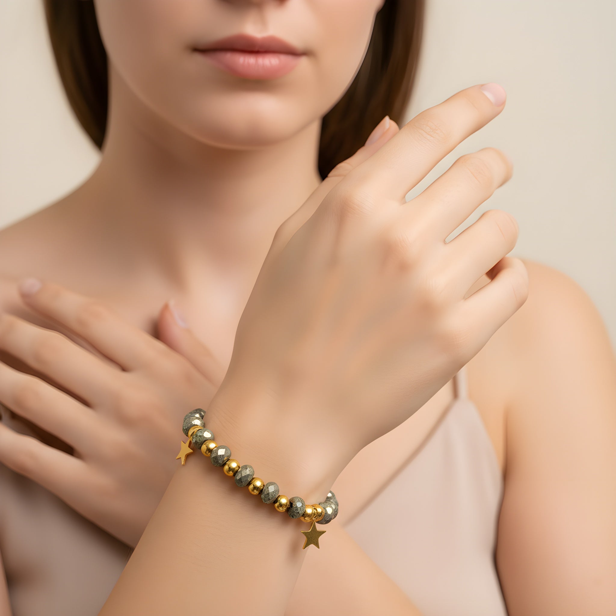 bracciale pirite naturale sfaccettato sharifacrystals