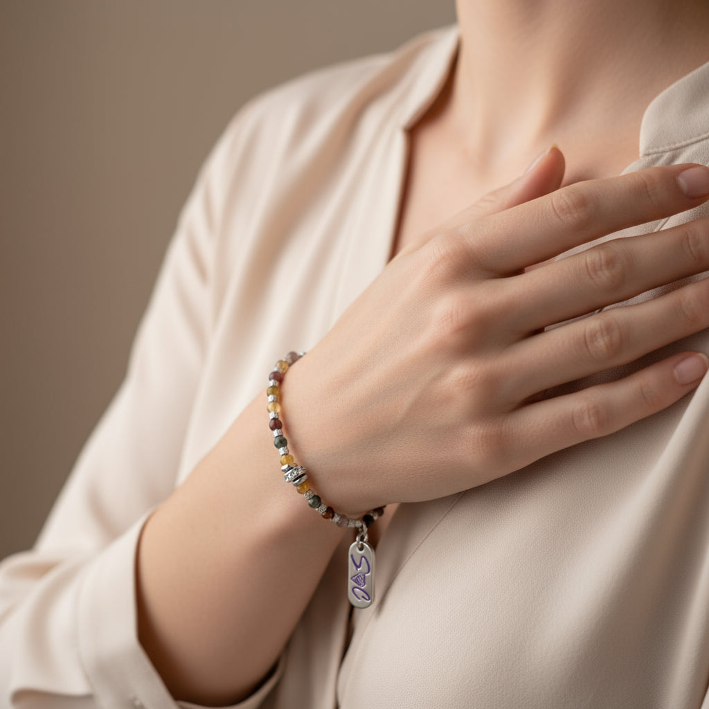 bracciale in tormalina naturale multicolore regolabile