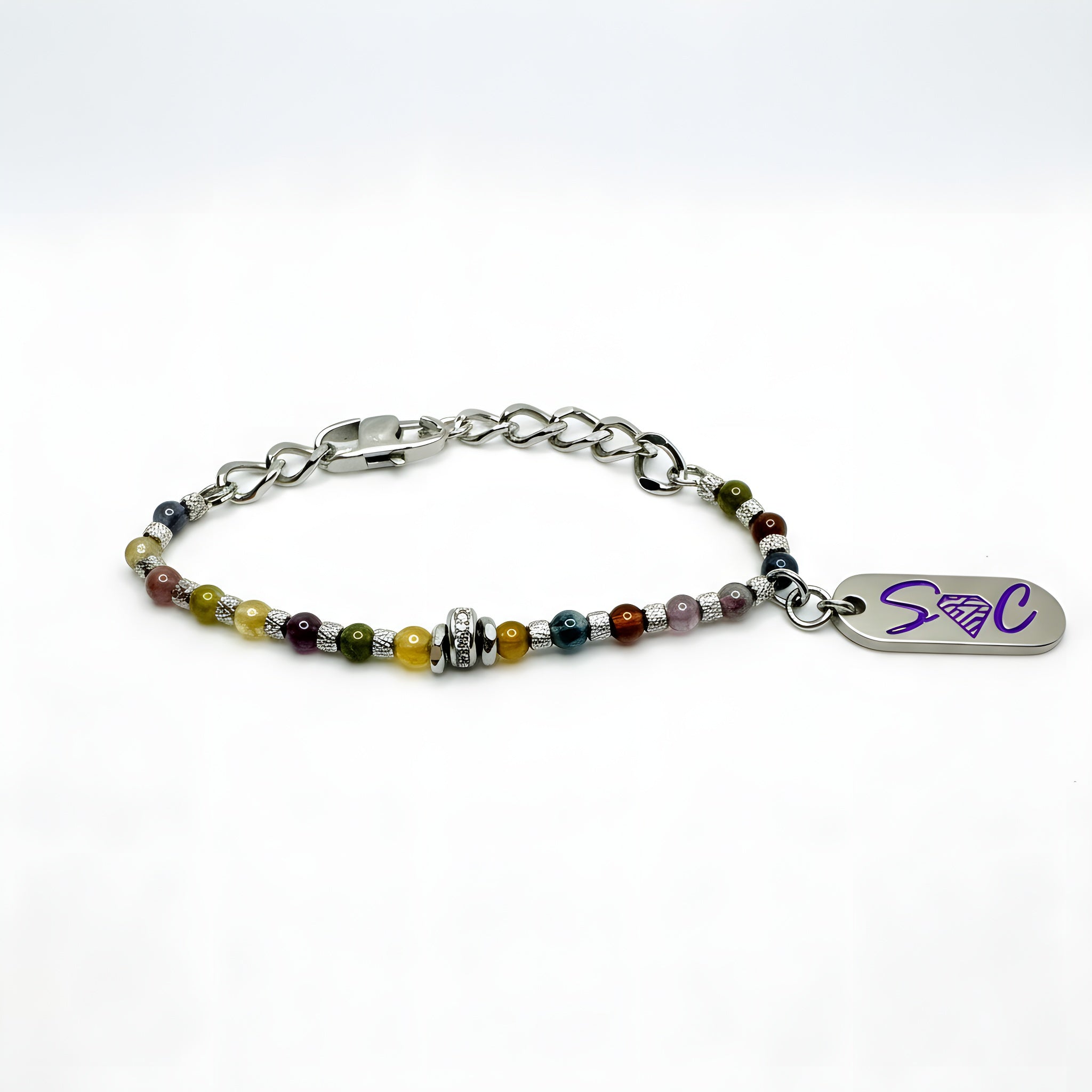 bracciale tormalina multicolore dettagli perle naturali