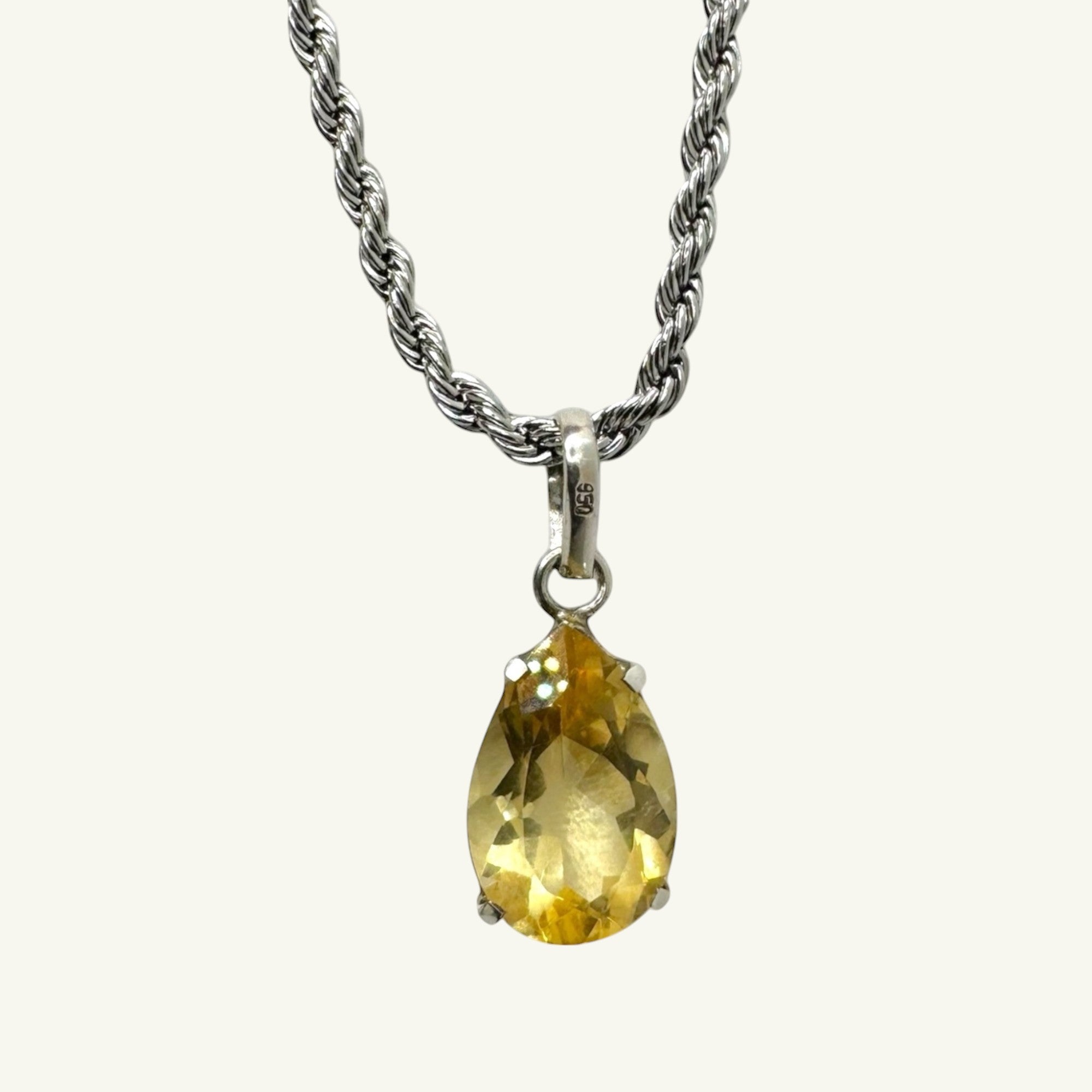 Collana quarzo citrino sfaccettato 14x9 arg950 Sharifa Crystals