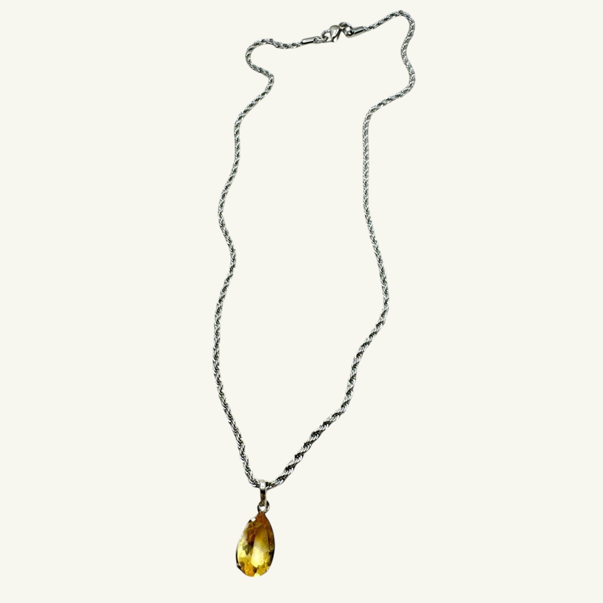 Collana quarzo citrino sfaccettato 14x9 arg950 Sharifa Crystals