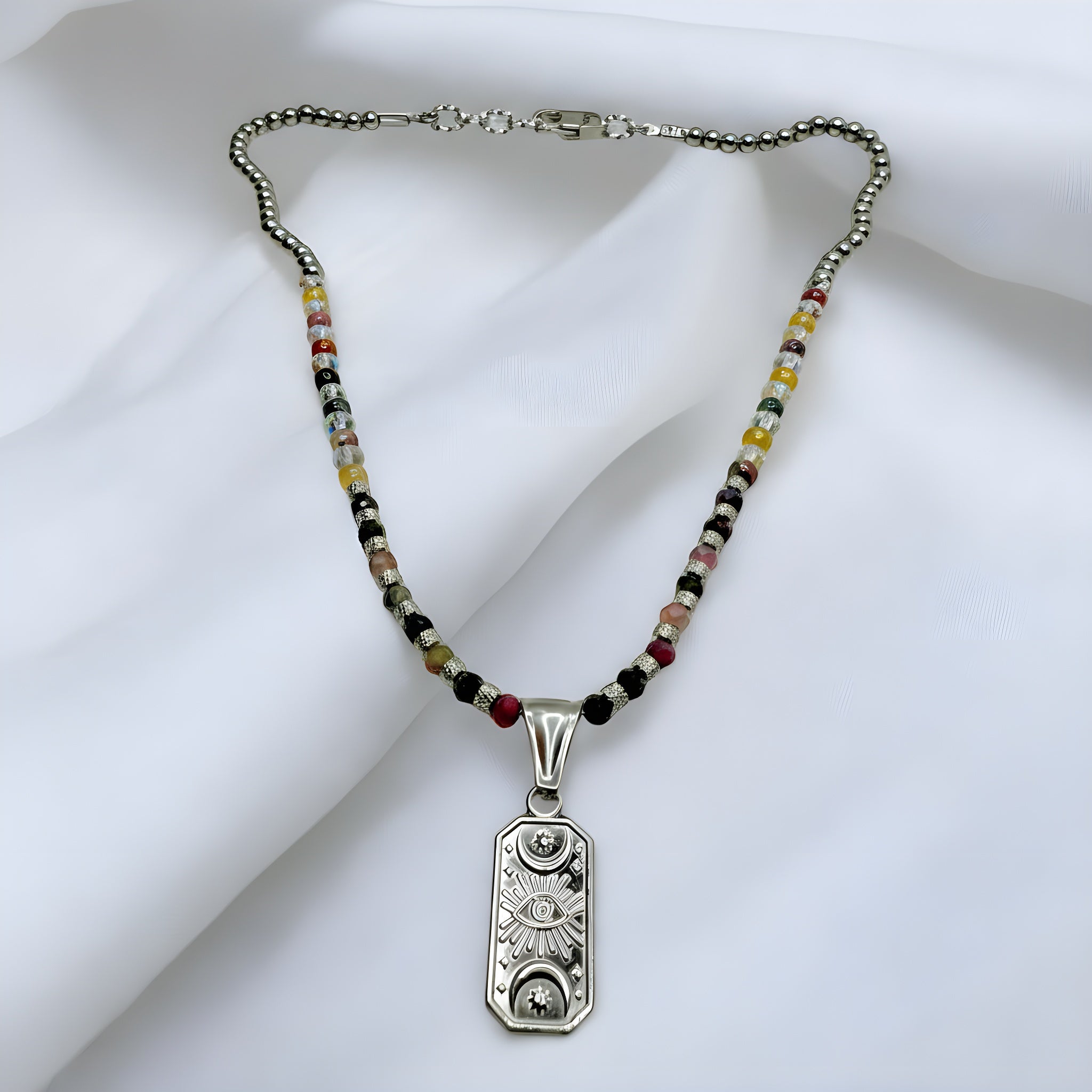 collana pietre naturali tormalina 3x3 regolabile 39-42 cm