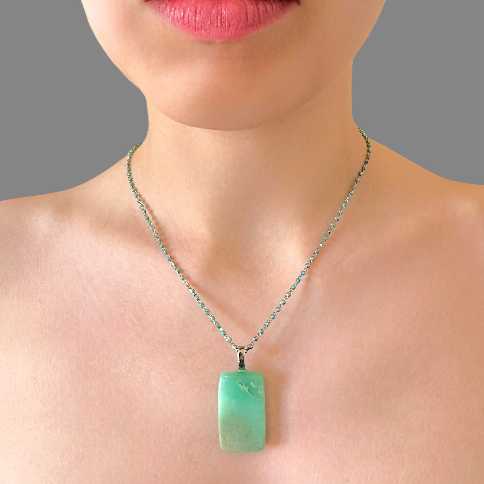 Collana crisoprasio 33x19 mm Sharifa Crystals