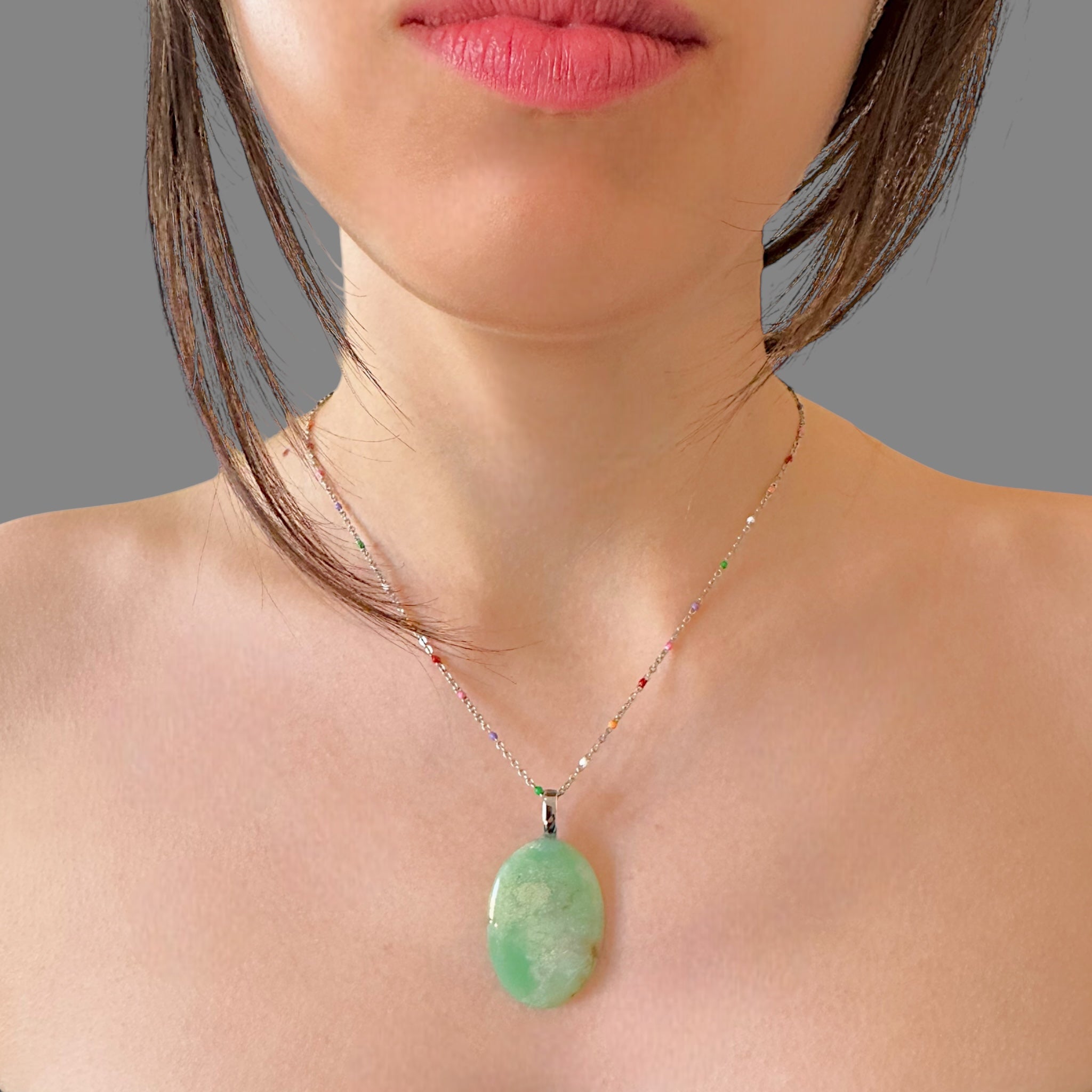 Collana crisoprasio 36x25 mm Sharifa Crystals