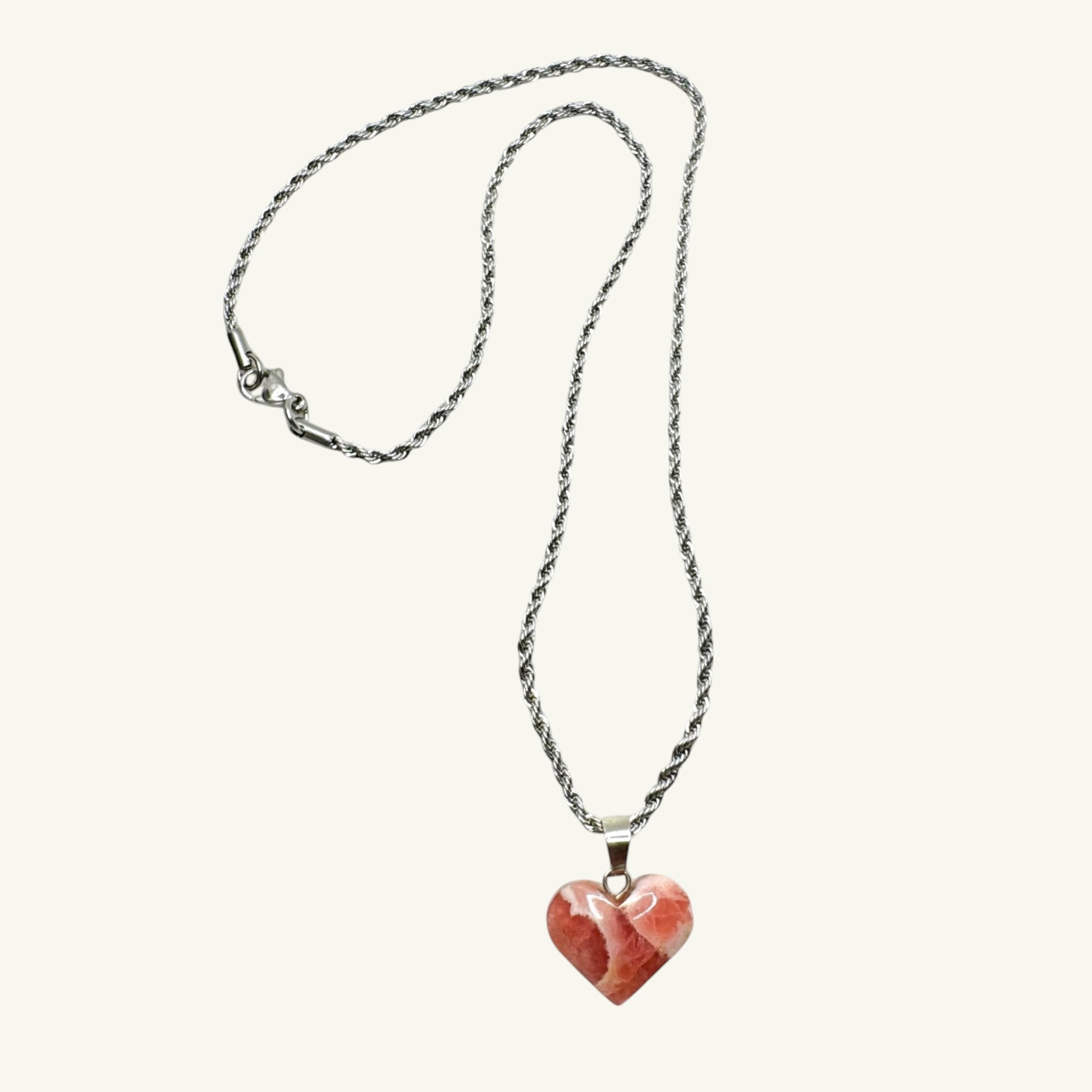 Collana rodocrosite cuore 15x19mm Sharifa Crystals