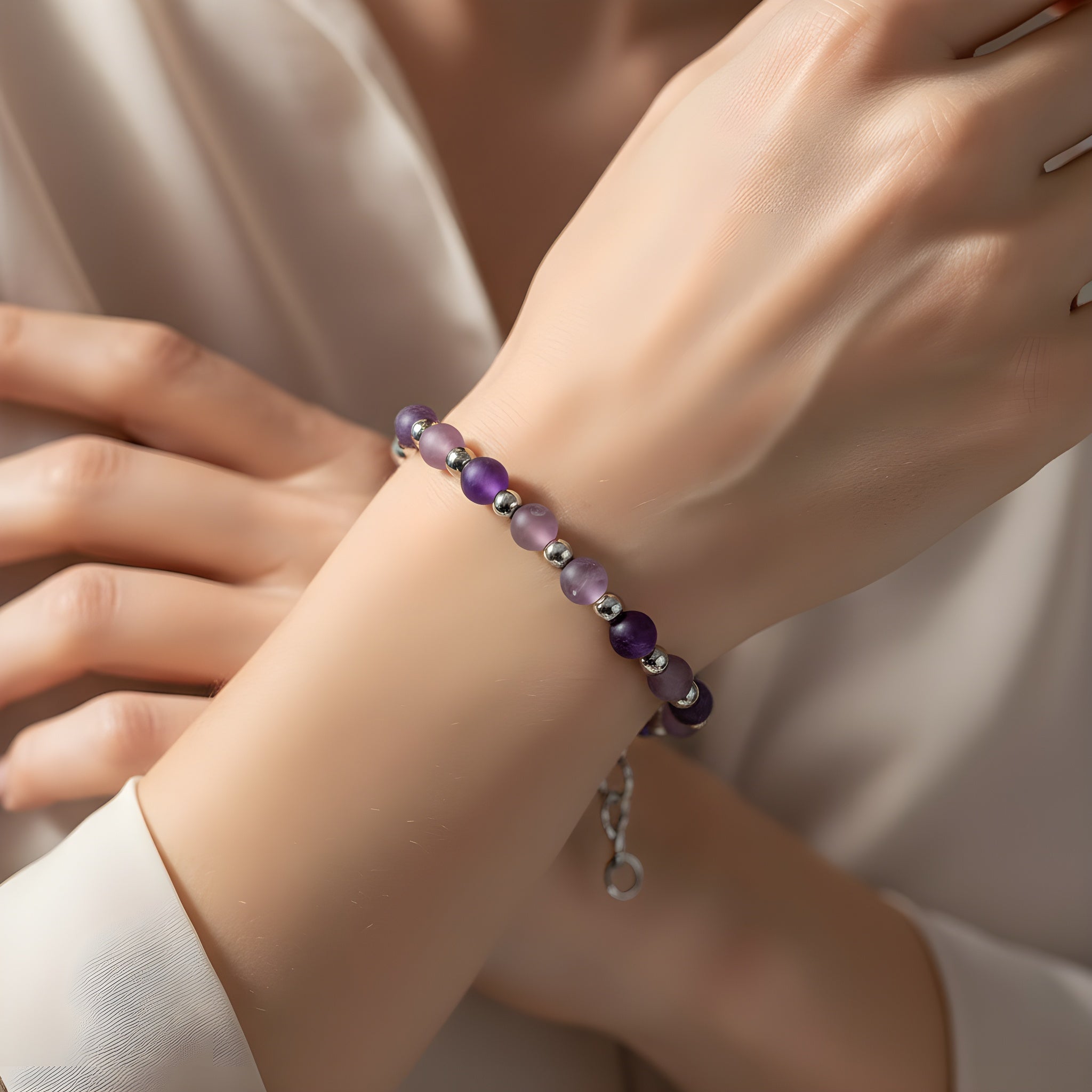 dettaglio ametista viola bracciale donna