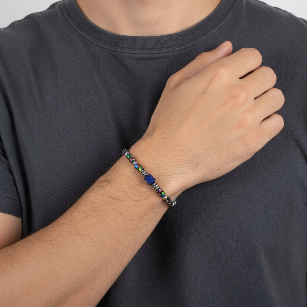 Bracciale con sfera di lapis sfaccettato Sharifa Crystals