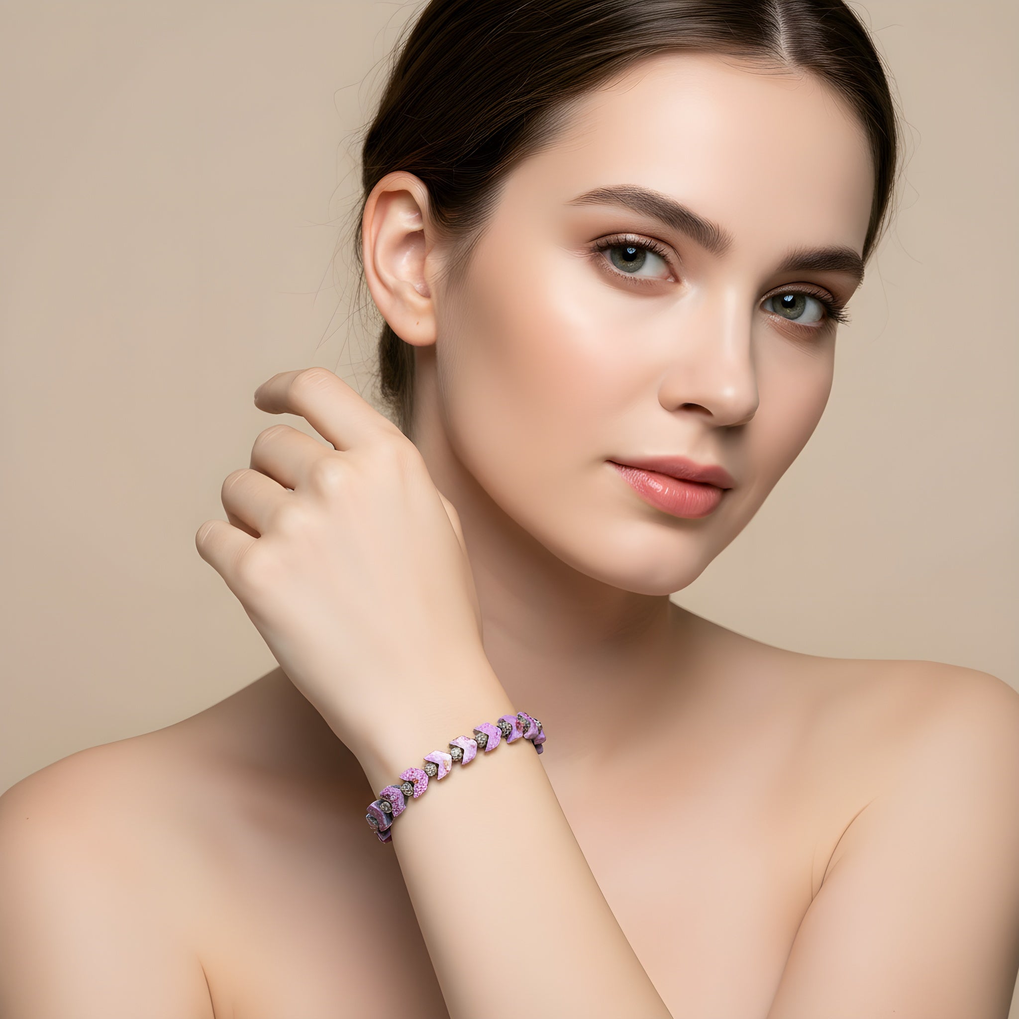 Bracciale ematite rosa Sharifa Crystals