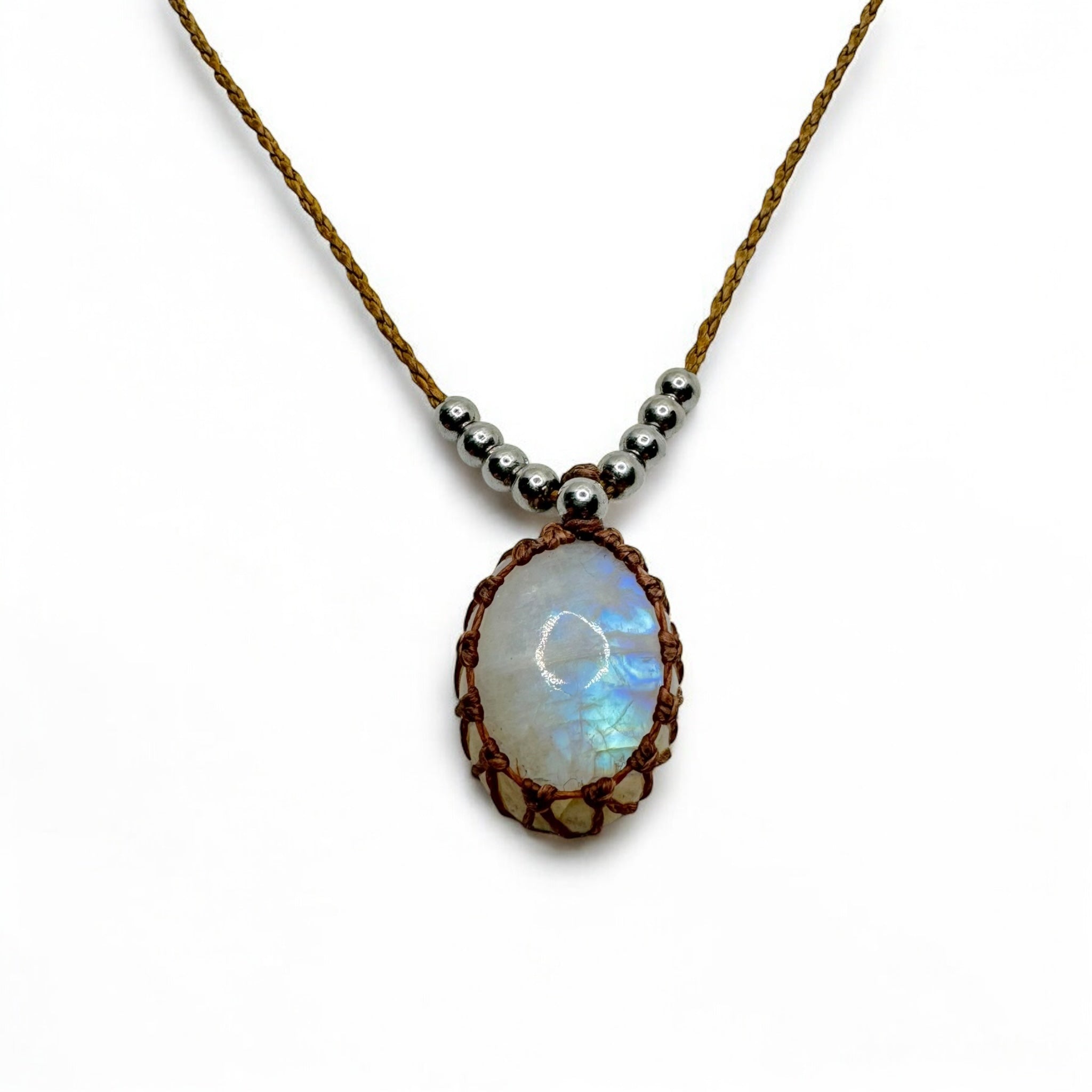 Collana labradorite bianca 21x11mm Sharifa Crystals