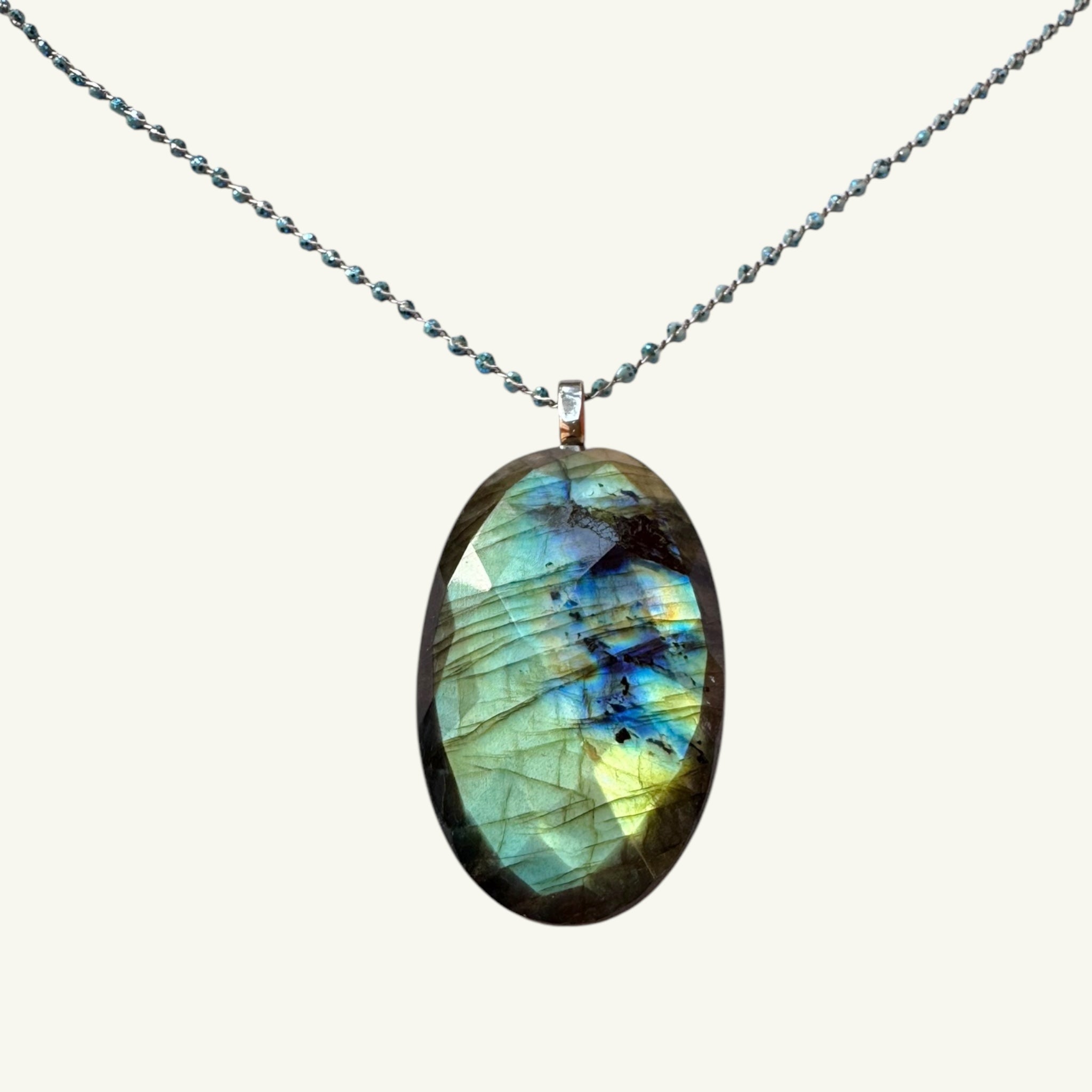 Collana labradorite sfaccettata 48x29 mm Sharifa Crystals