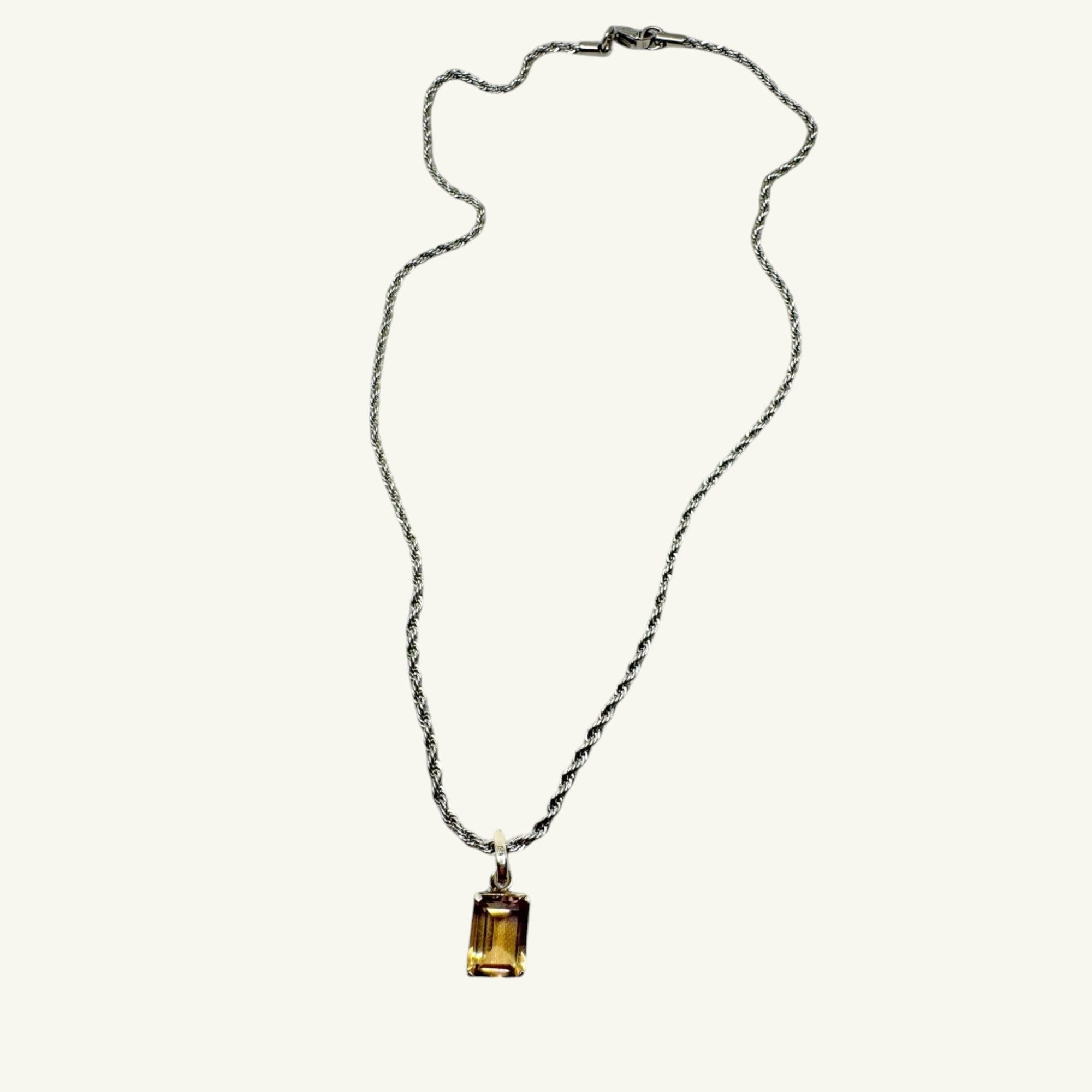 Collana quarzo fumè sfaccettato 10x8mm arg950 Sharifa Crystals