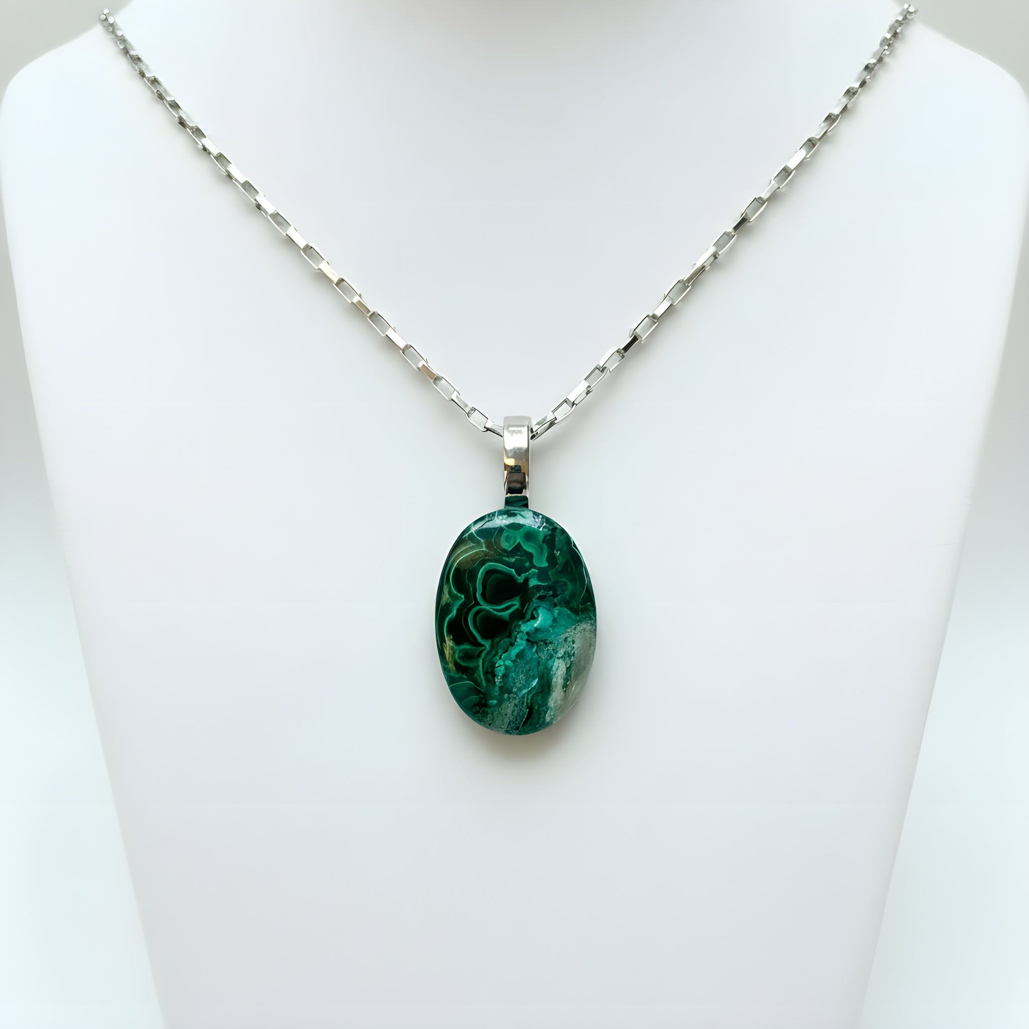 Collana in Crisocolla Malachite naturale 24x17 mm SharifaCrystals®